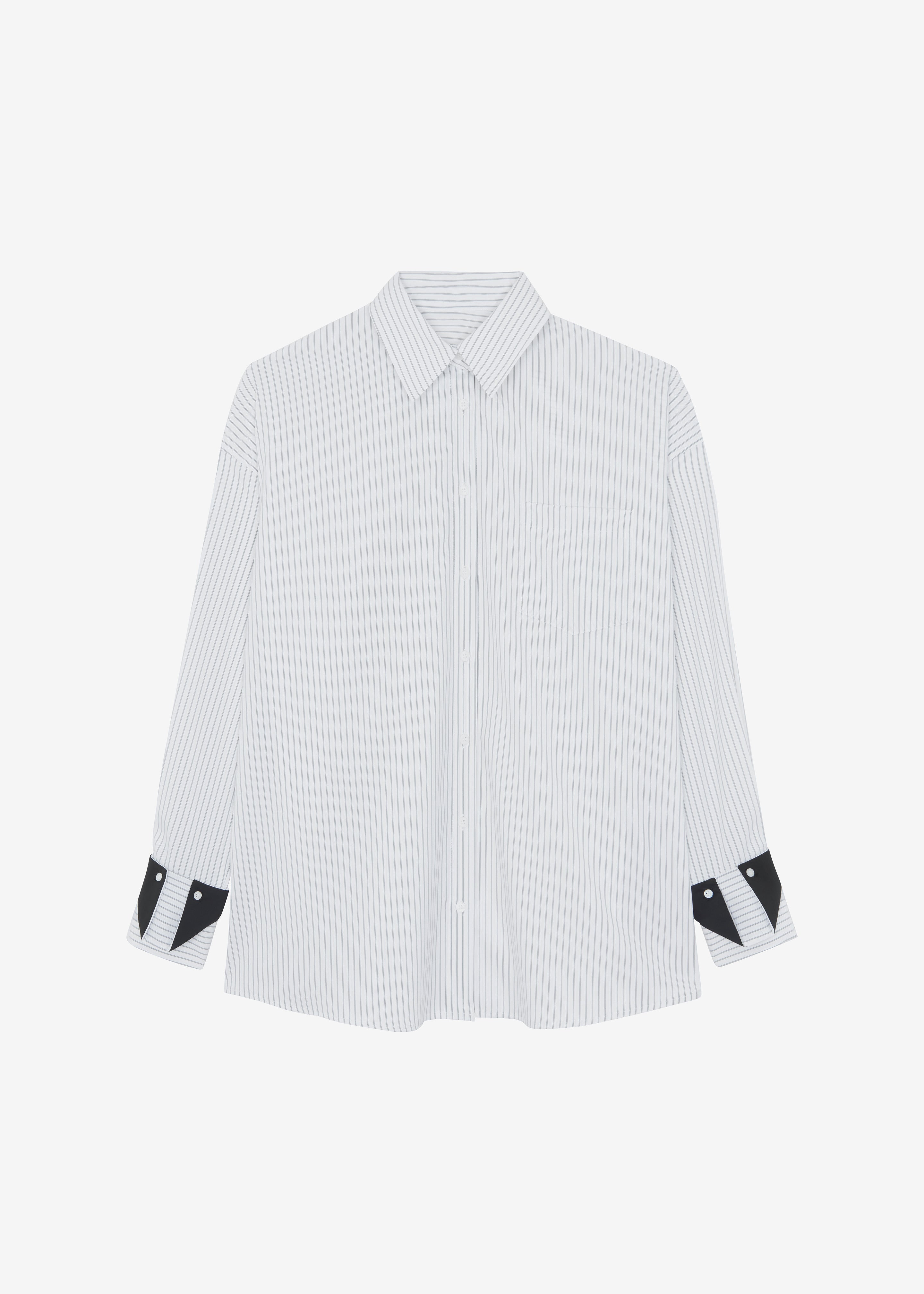 Leona Button Up Shirt - White/Grey Stripe - 9