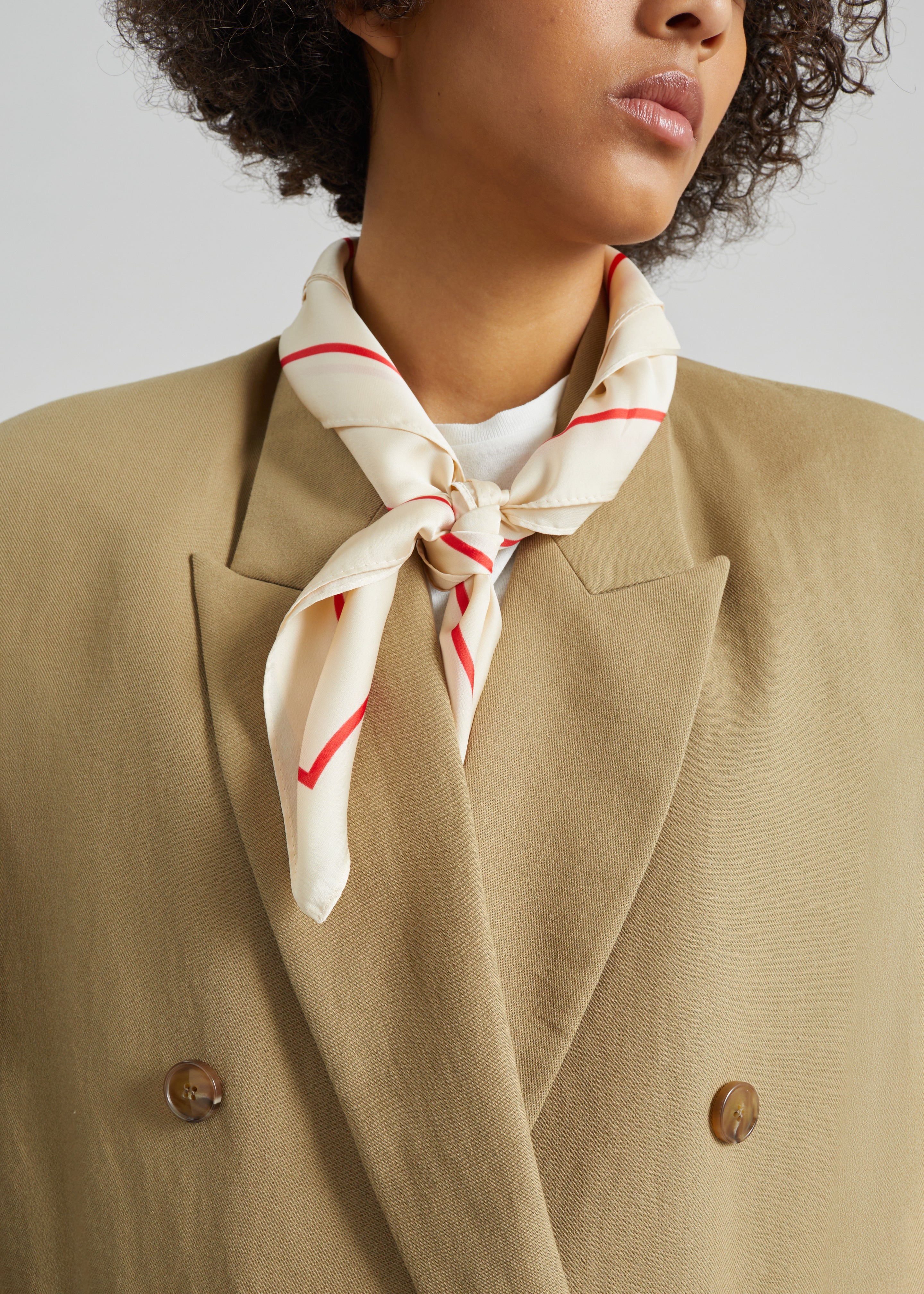 Lerici Square Scarf - Ivory/Red - 6