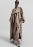 Leroy Funnel Neck Wool Coat - Taupe Melange