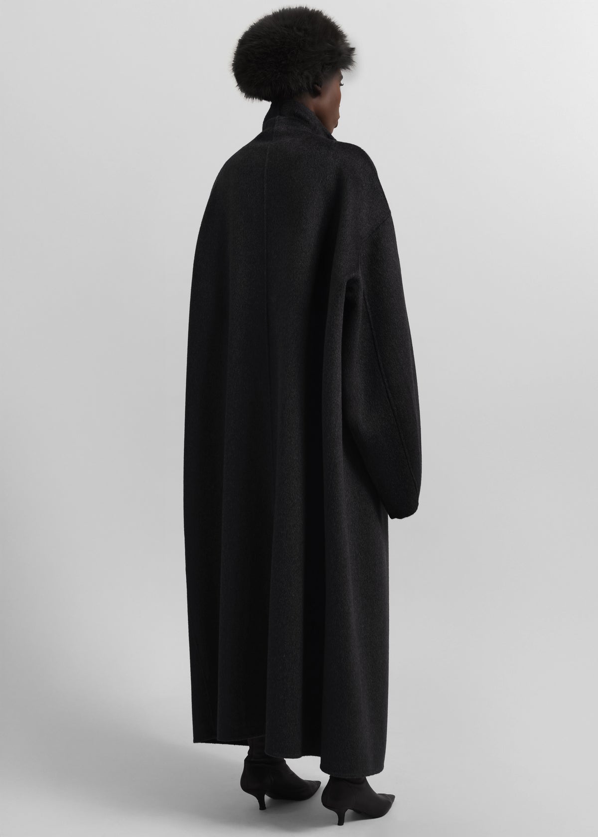 Leroy Funnel Neck Wool Coat - Black - 5
