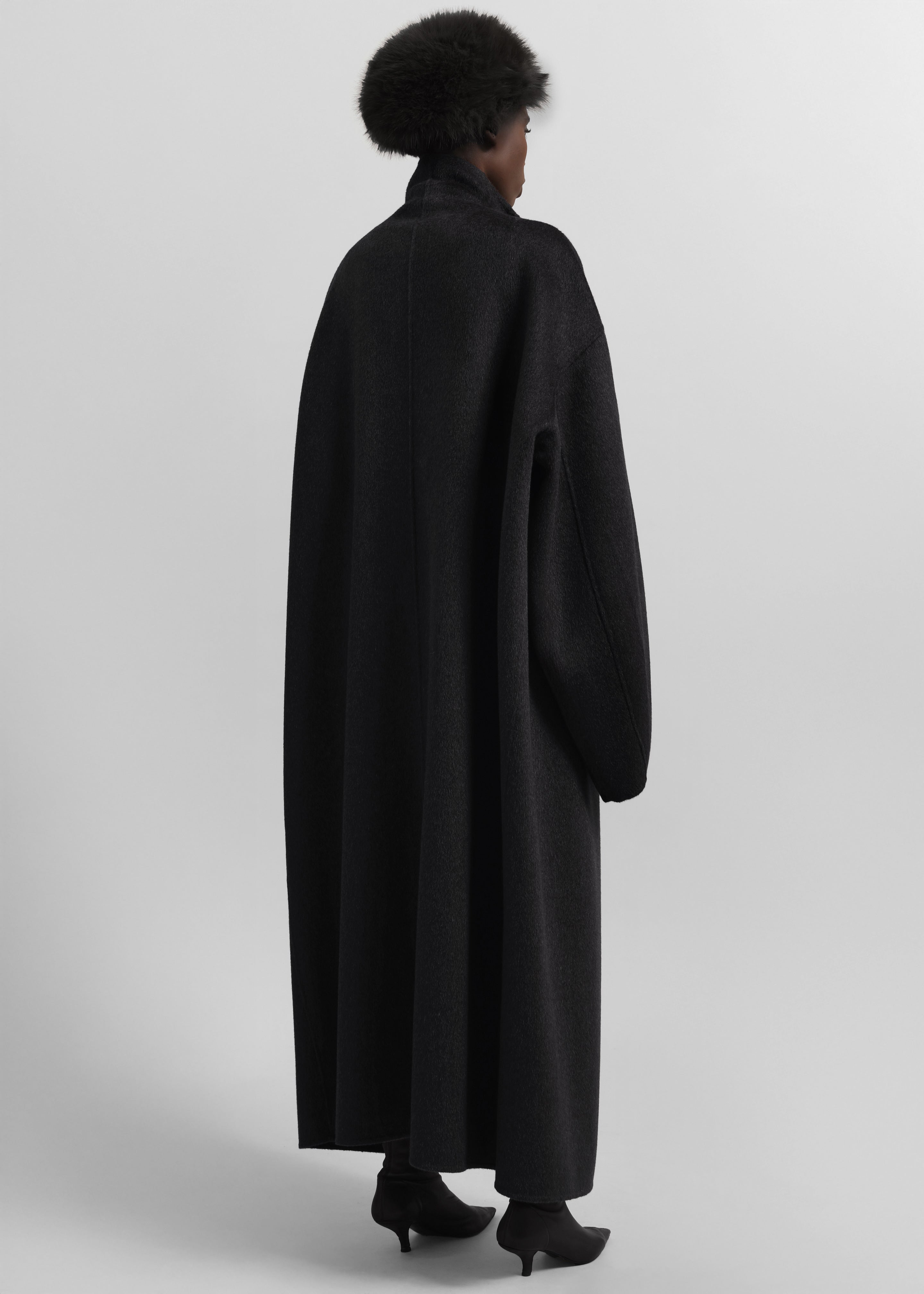 Leroy Funnel Neck Wool Coat - Black - 5