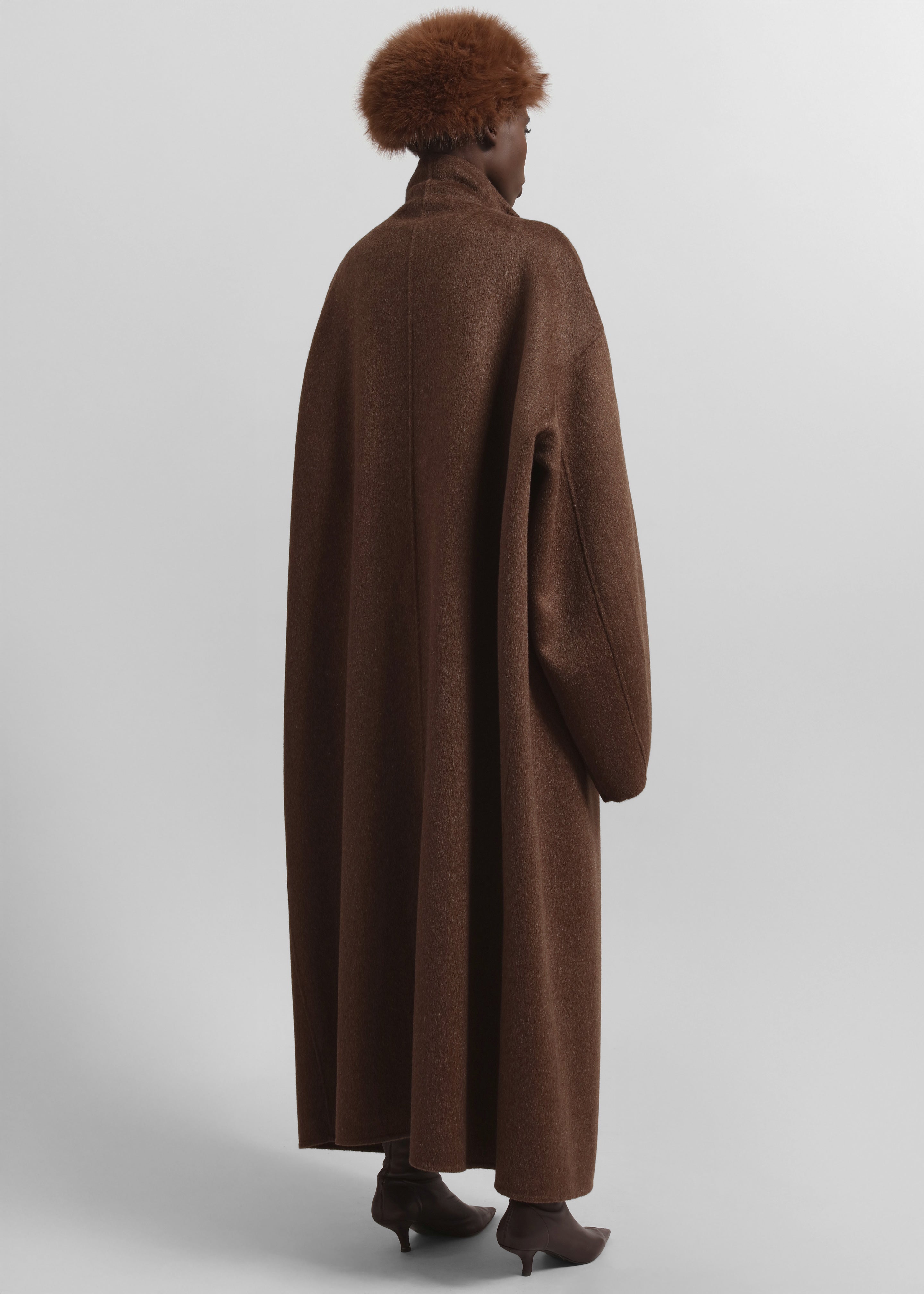 Leroy Funnel Neck Wool Coat - Brown Melange - 6