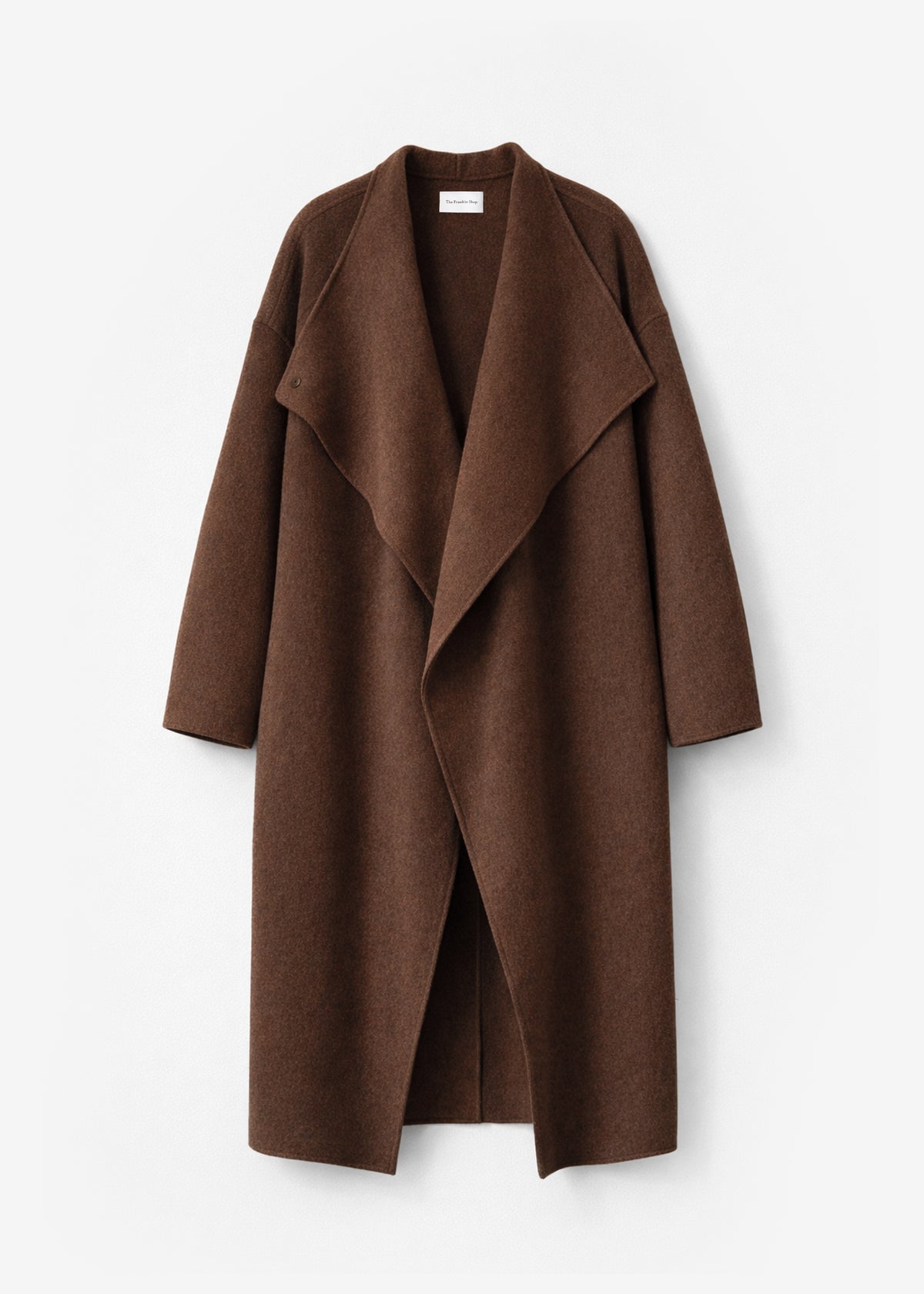 Leroy Funnel Neck Wool Coat - Brown Melange - 7