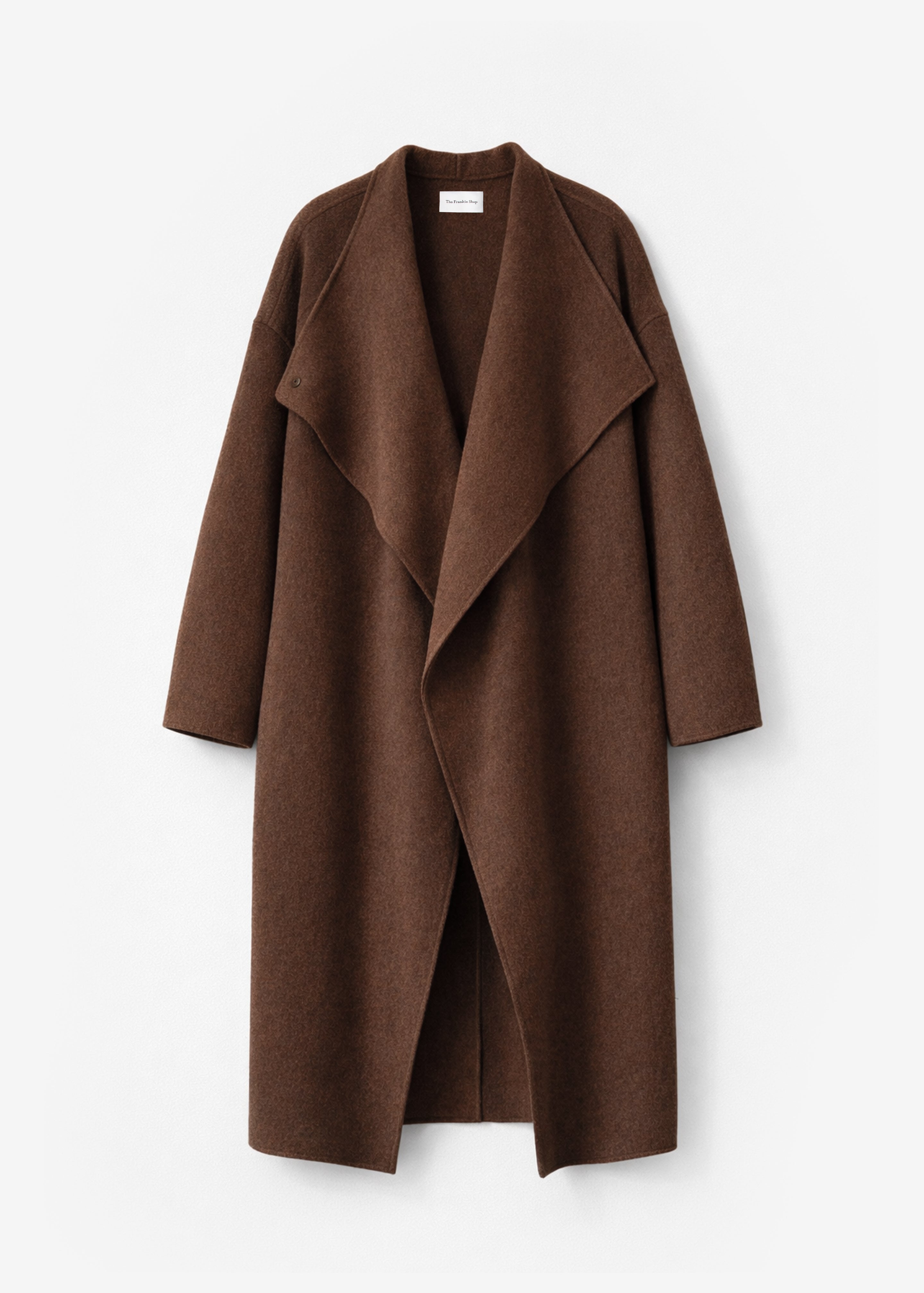 Leroy Funnel Neck Wool Coat - Brown Melange - 7