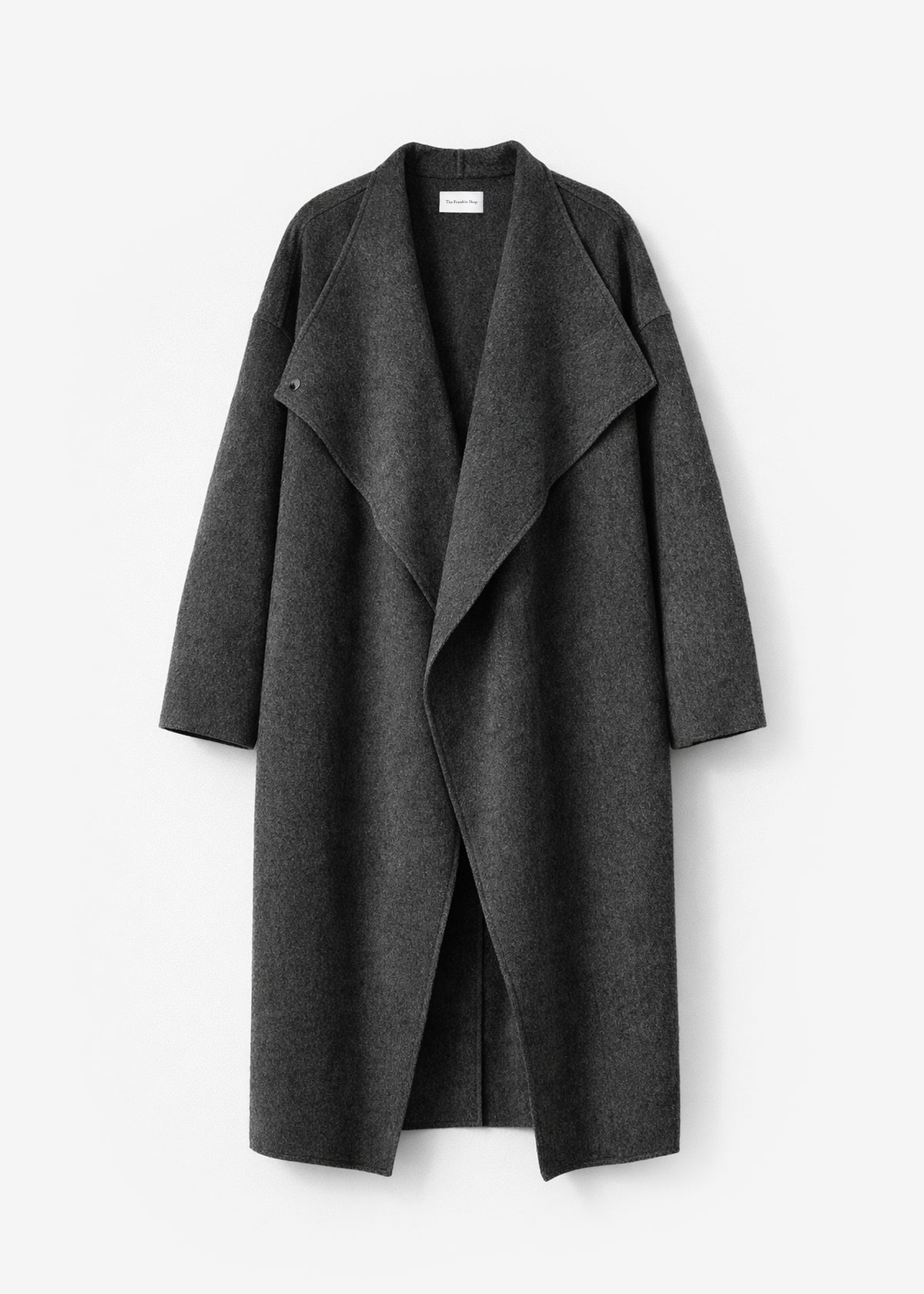 Leroy Funnel Neck Wool Coat - Dark Grey Melange - 7