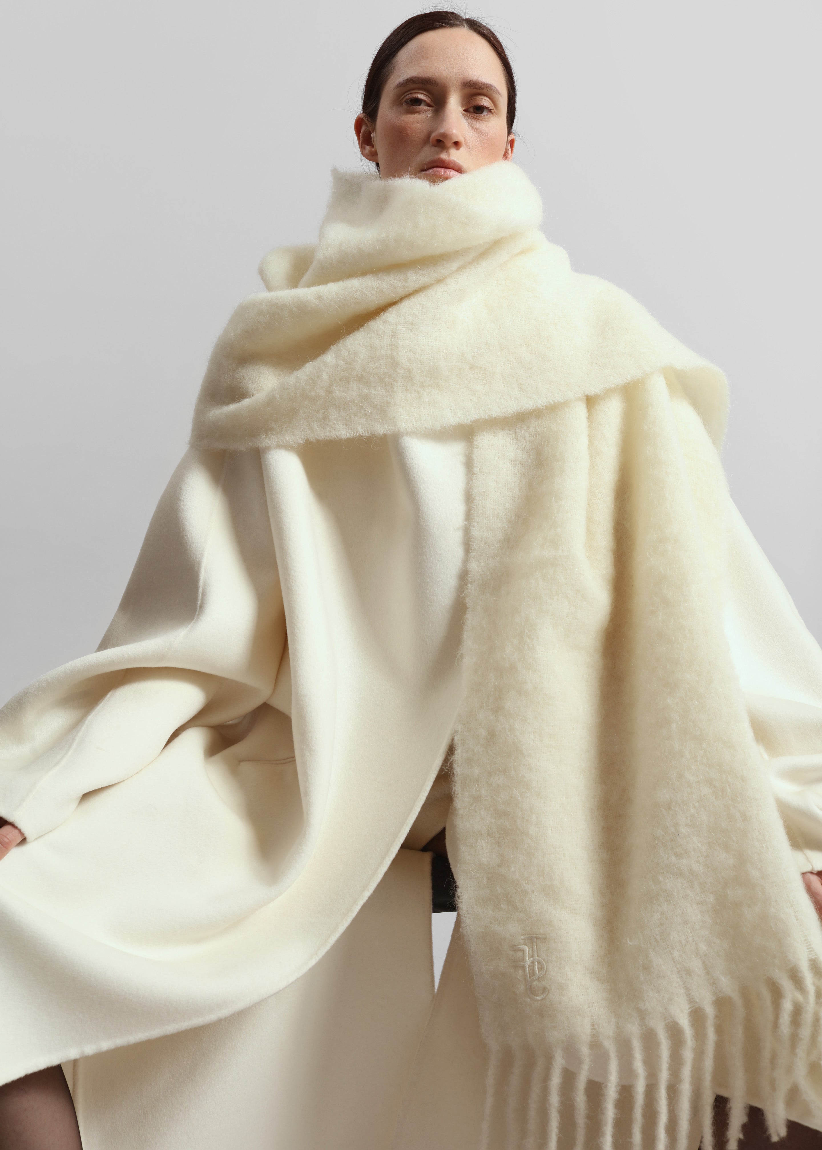 Leroy Funnel Neck Wool Coat - White - 5