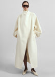 Leroy Funnel Neck Wool Coat - White