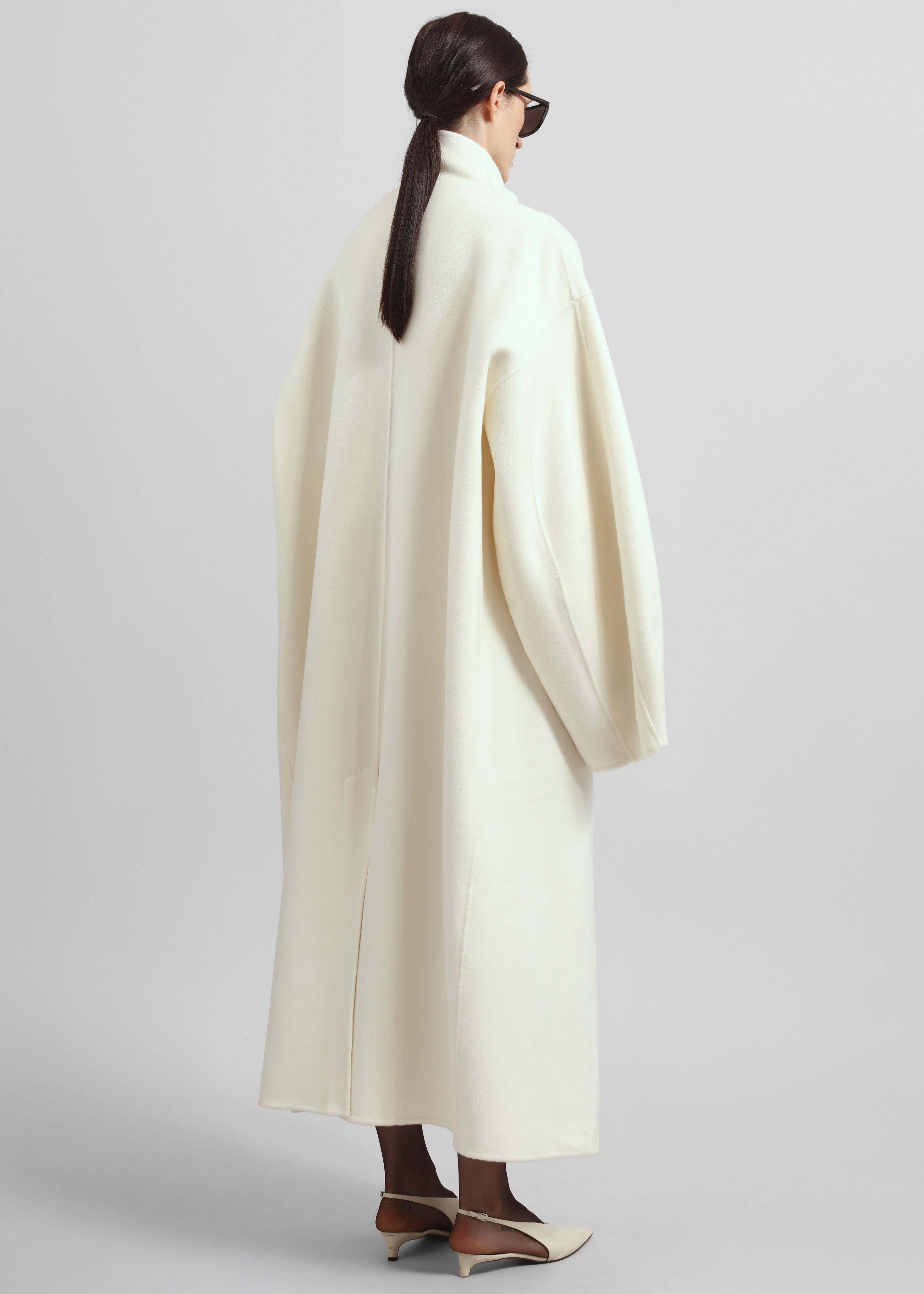 Leroy Funnel Neck Wool Coat - White - 6