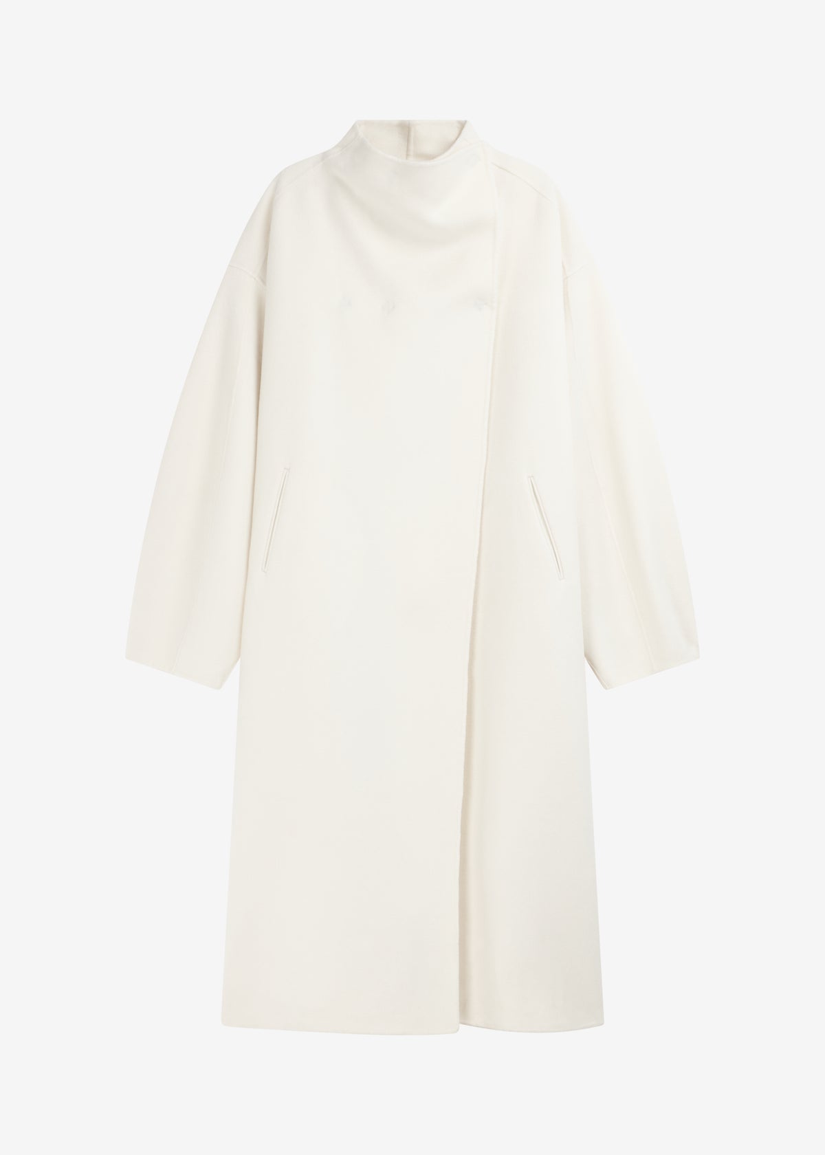 Leroy Funnel Neck Wool Coat - White - 7
