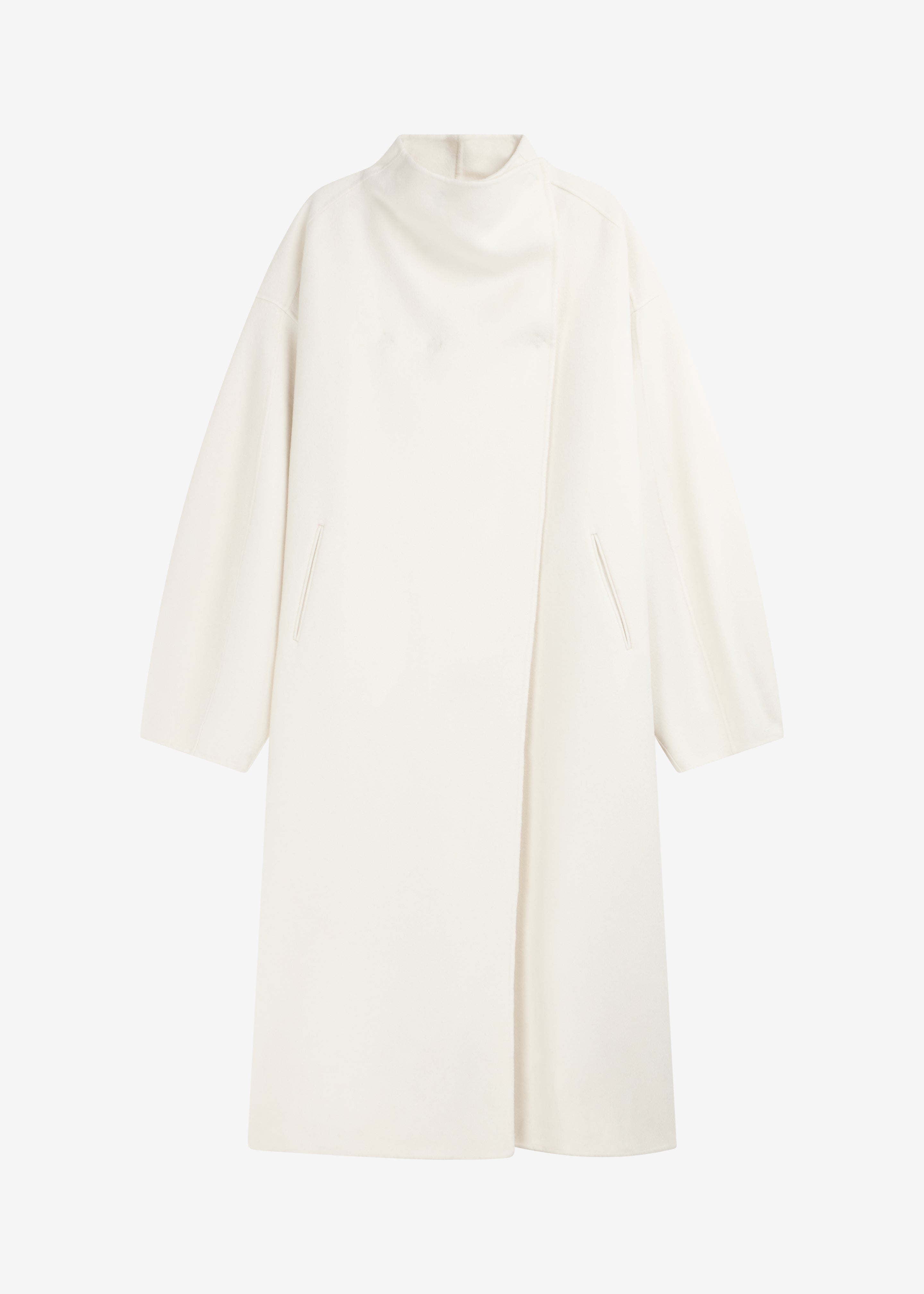 Leroy Funnel Neck Wool Coat - White - 7