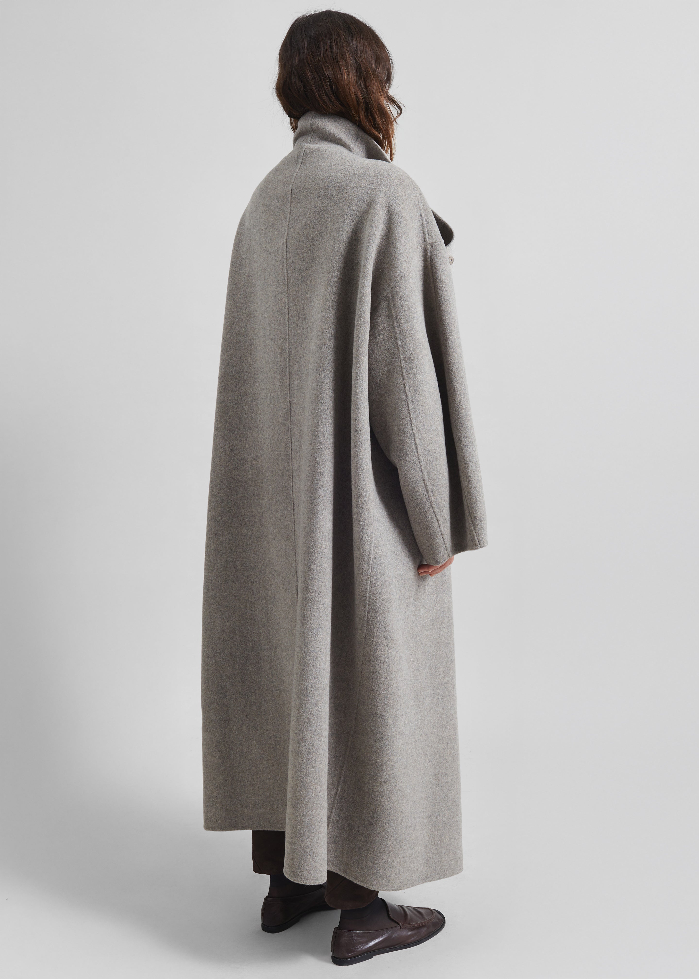 Leroy Reversible Funnel Neck Wool Coat - Beige - 6