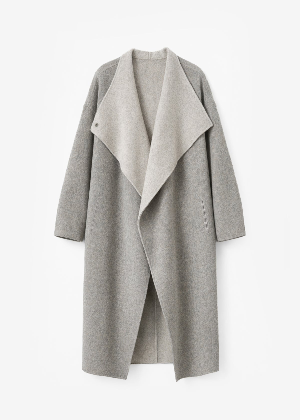 Leroy Reversible Funnel Neck Wool Coat - Beige - 7