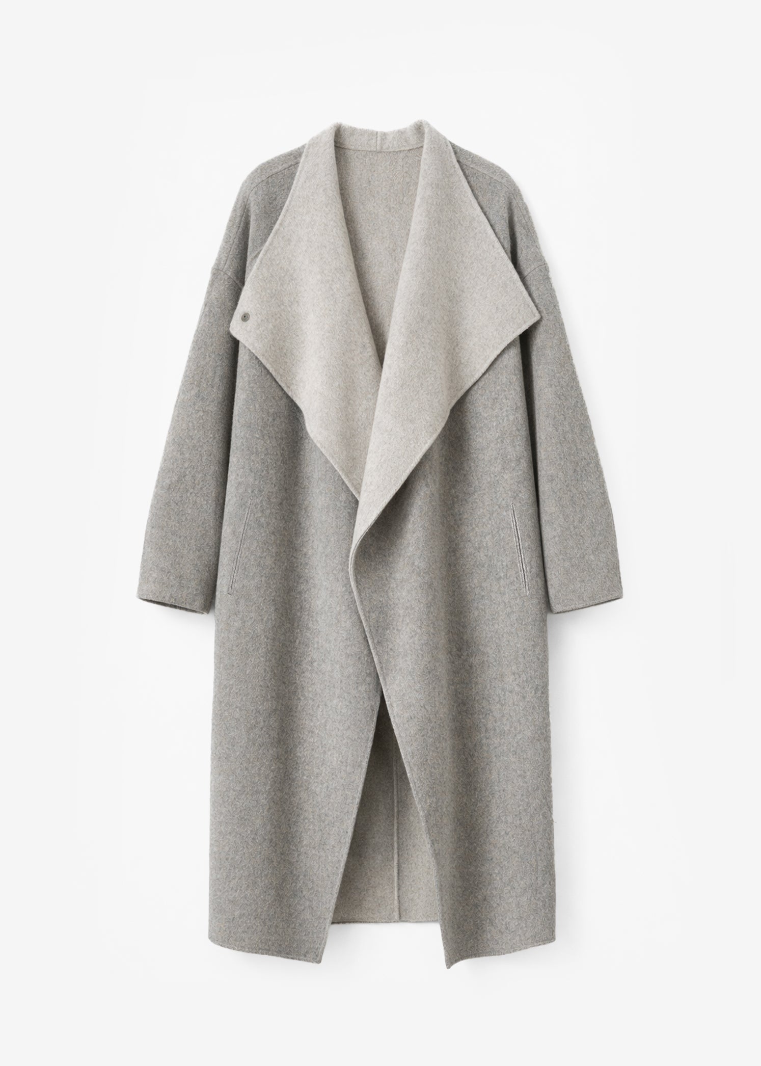 Leroy Reversible Funnel Neck Wool Coat - Beige - 7