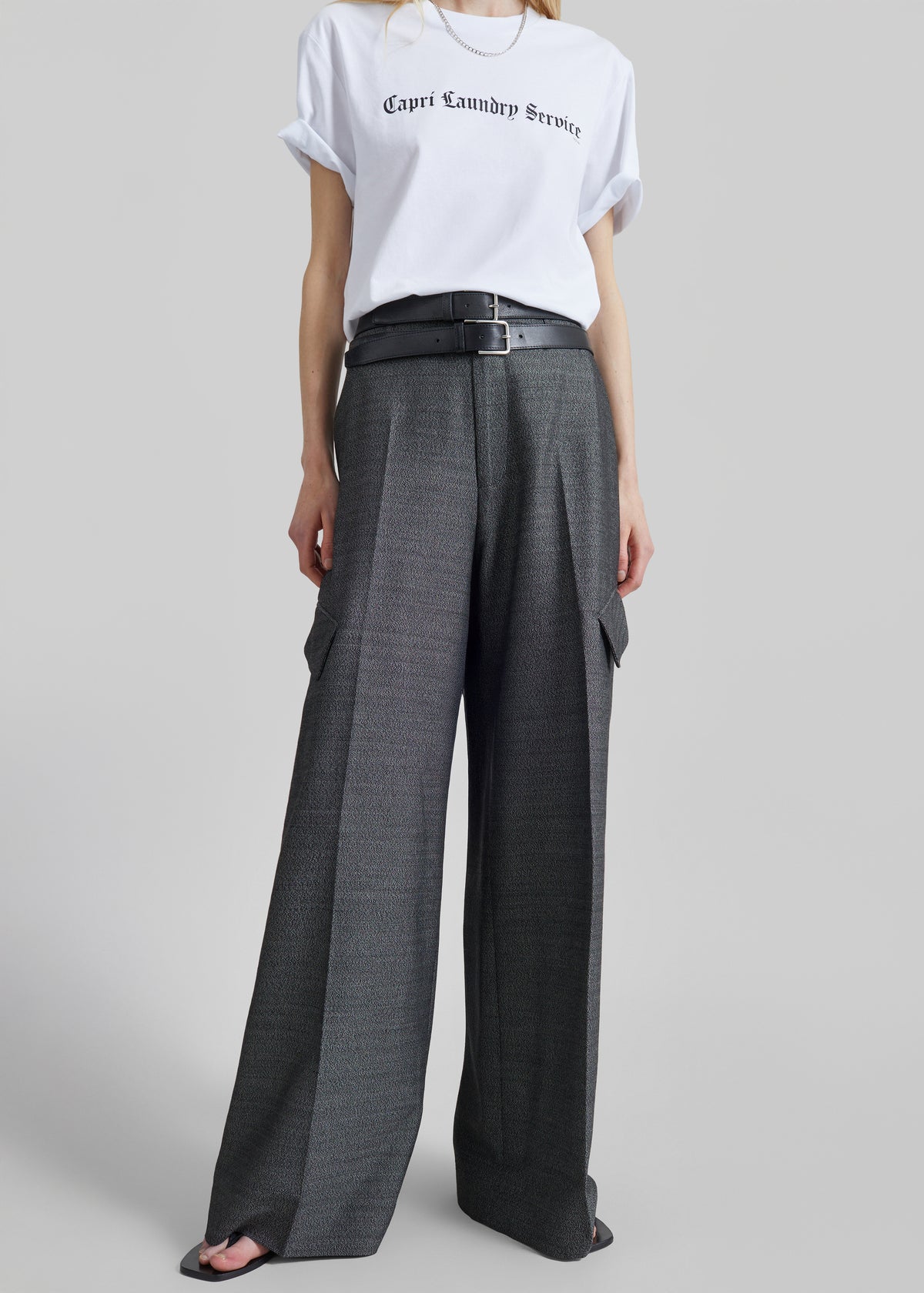 Lery Tailored Cargo Pants - Black Melange
