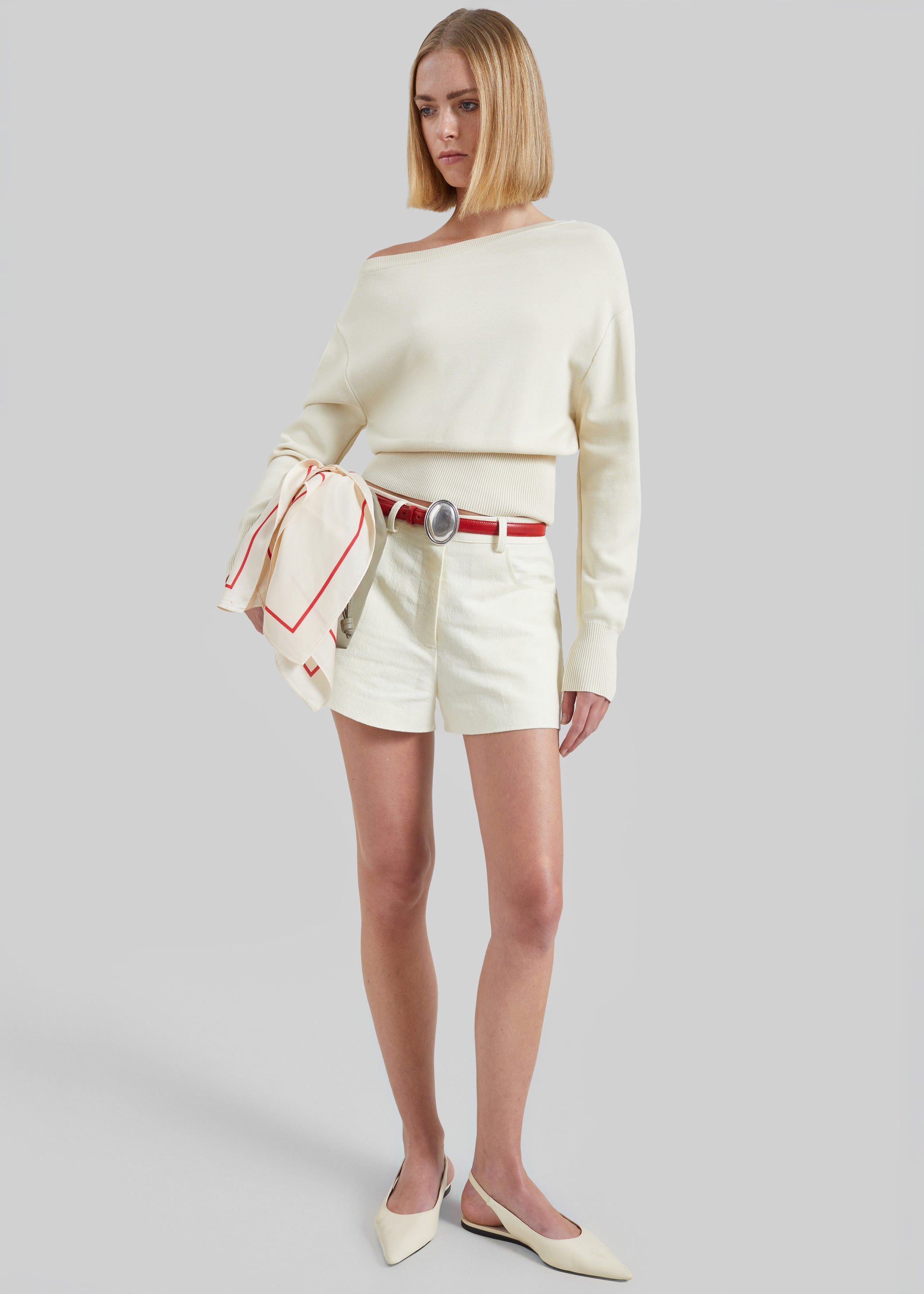 Shop the look image for Lessay Asymmetric Knit Pullover - Cream