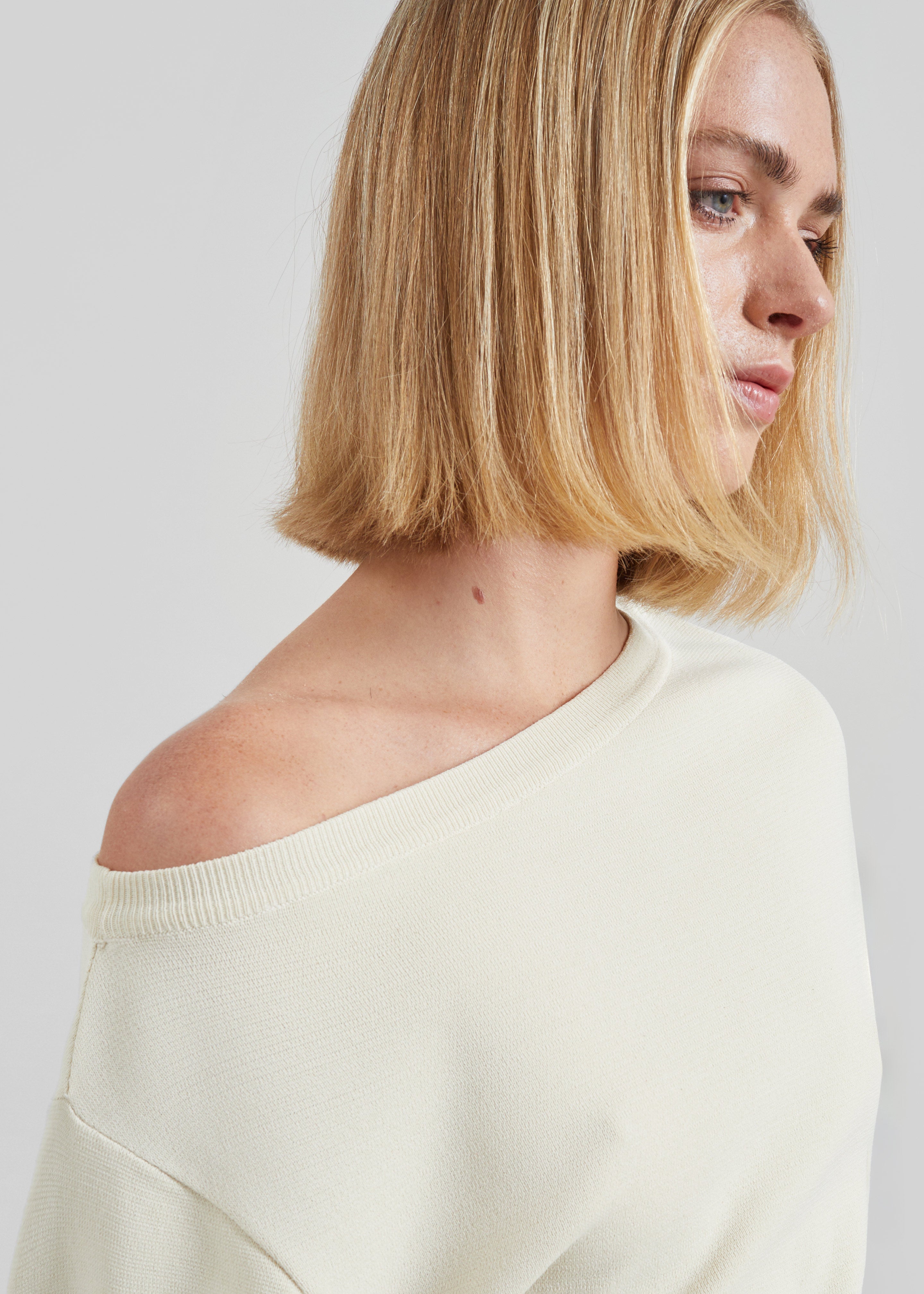 Lessay Asymmetric Knit Pullover - Cream - 6