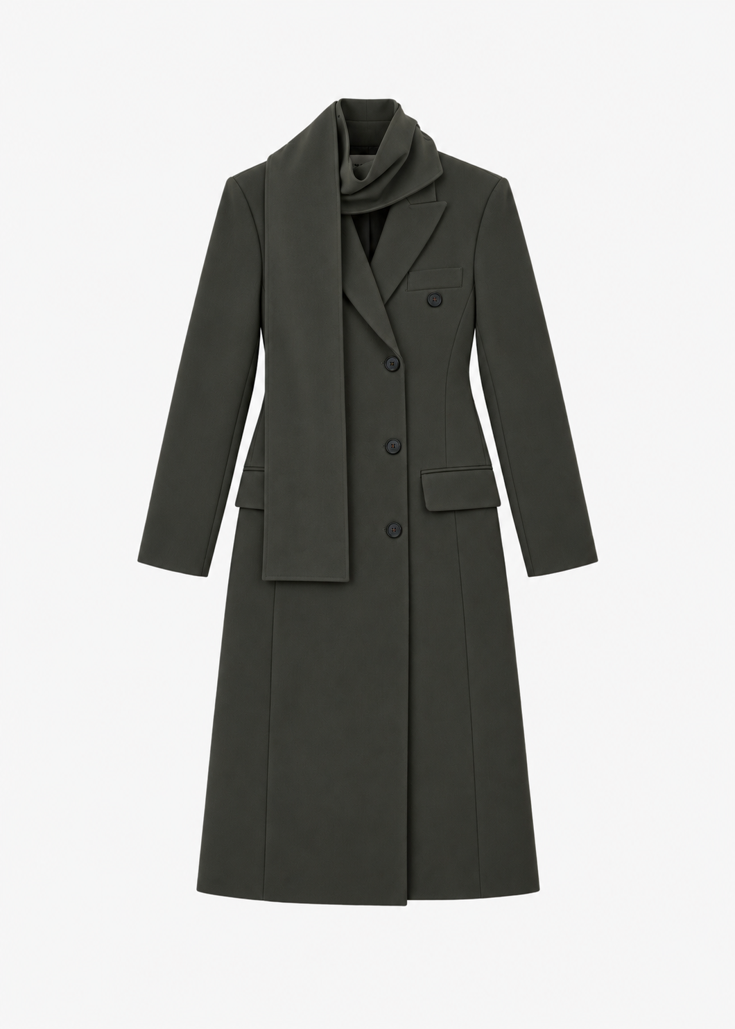 Levia Scarf Coat - Dark Olive