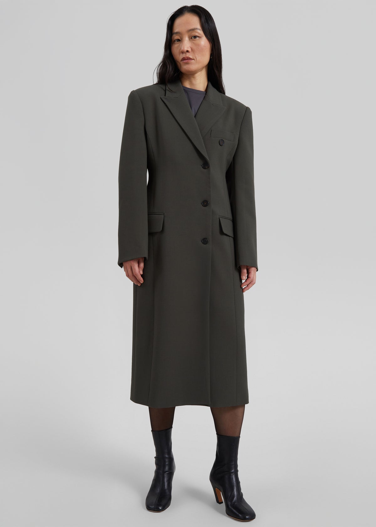 Levia Scarf Coat - Dark Olive