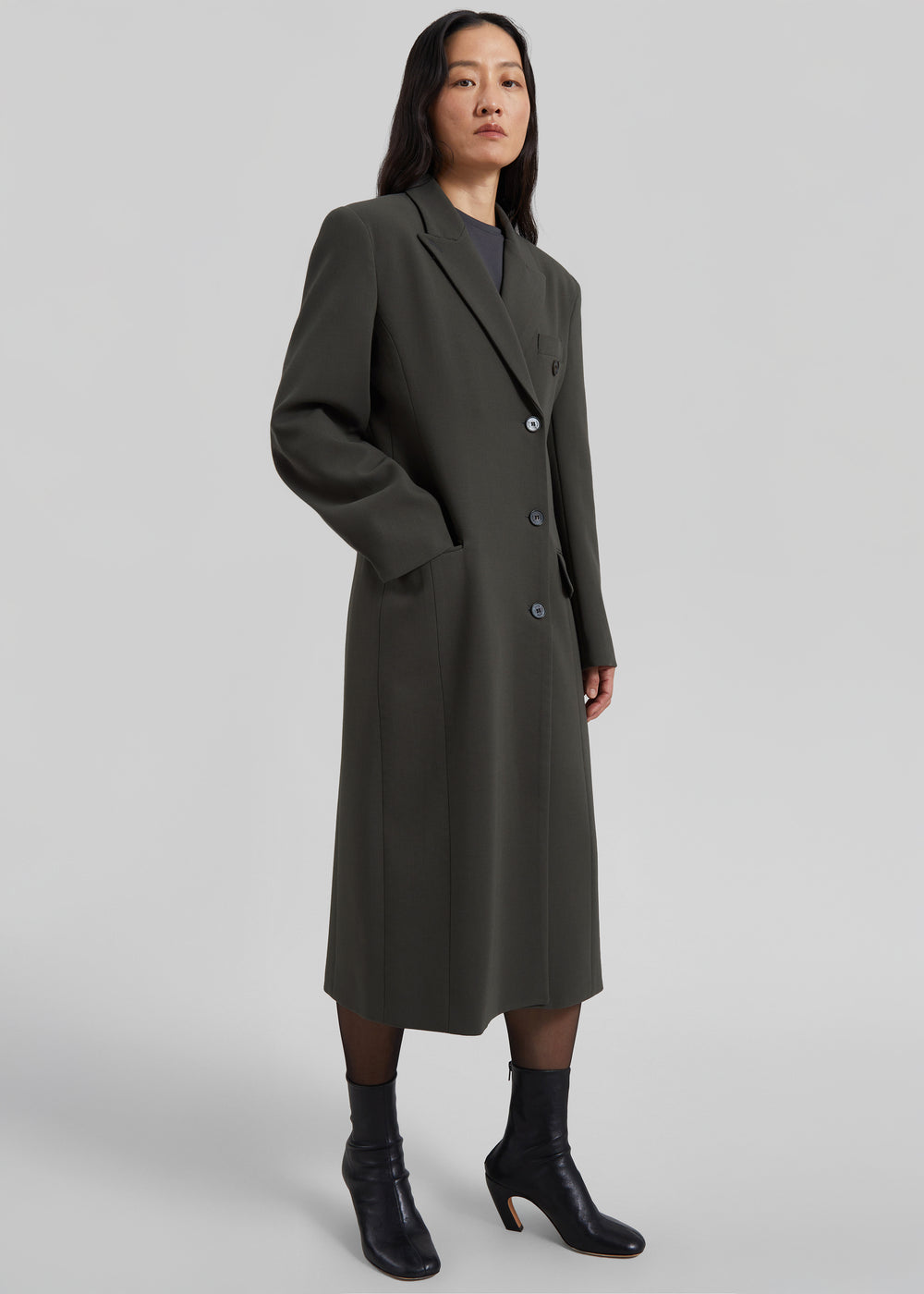 Levia Scarf Coat - Dark Olive