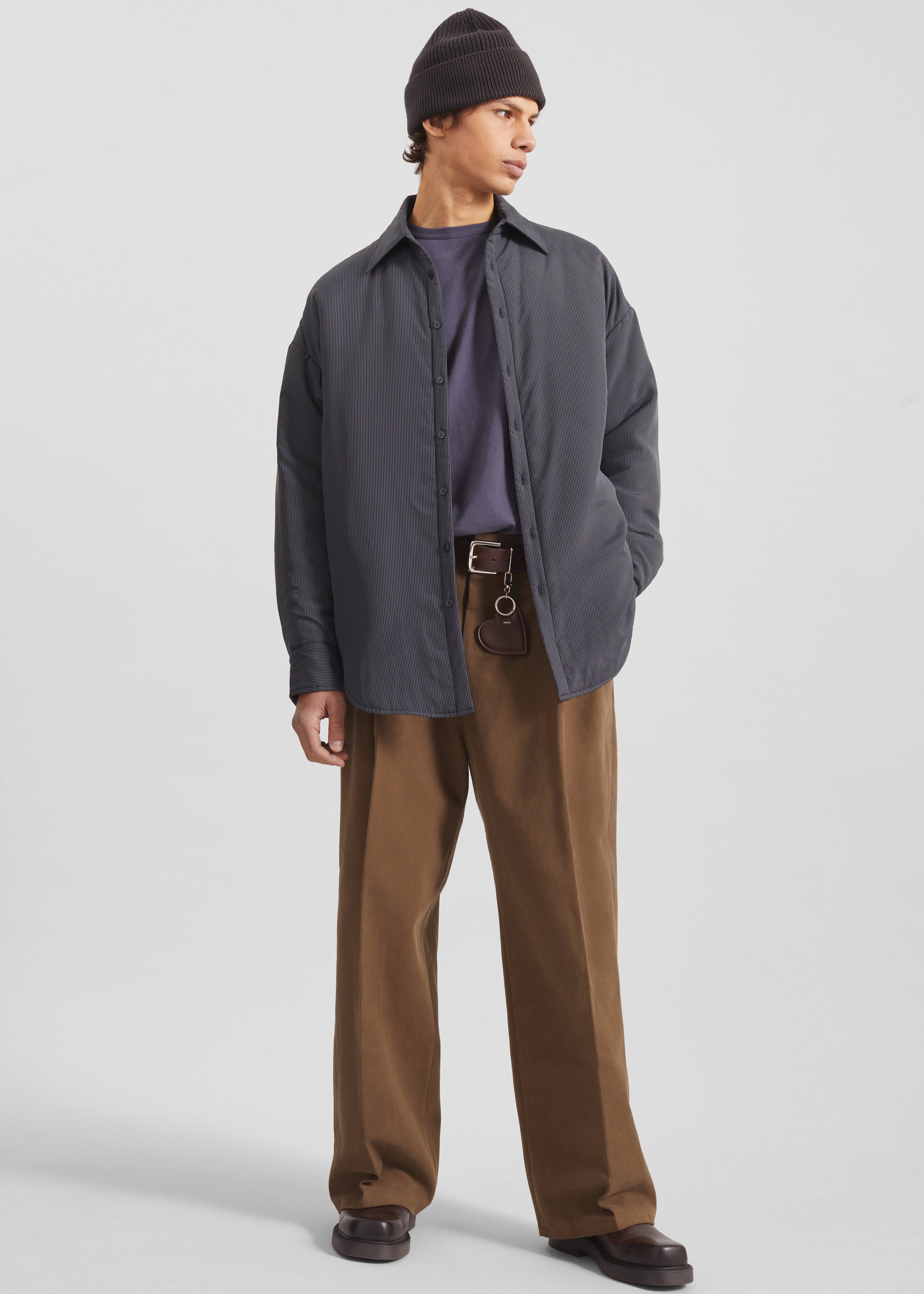Shop the look image for Levidi Padded Overshirt - Navy/White Pinstripe
