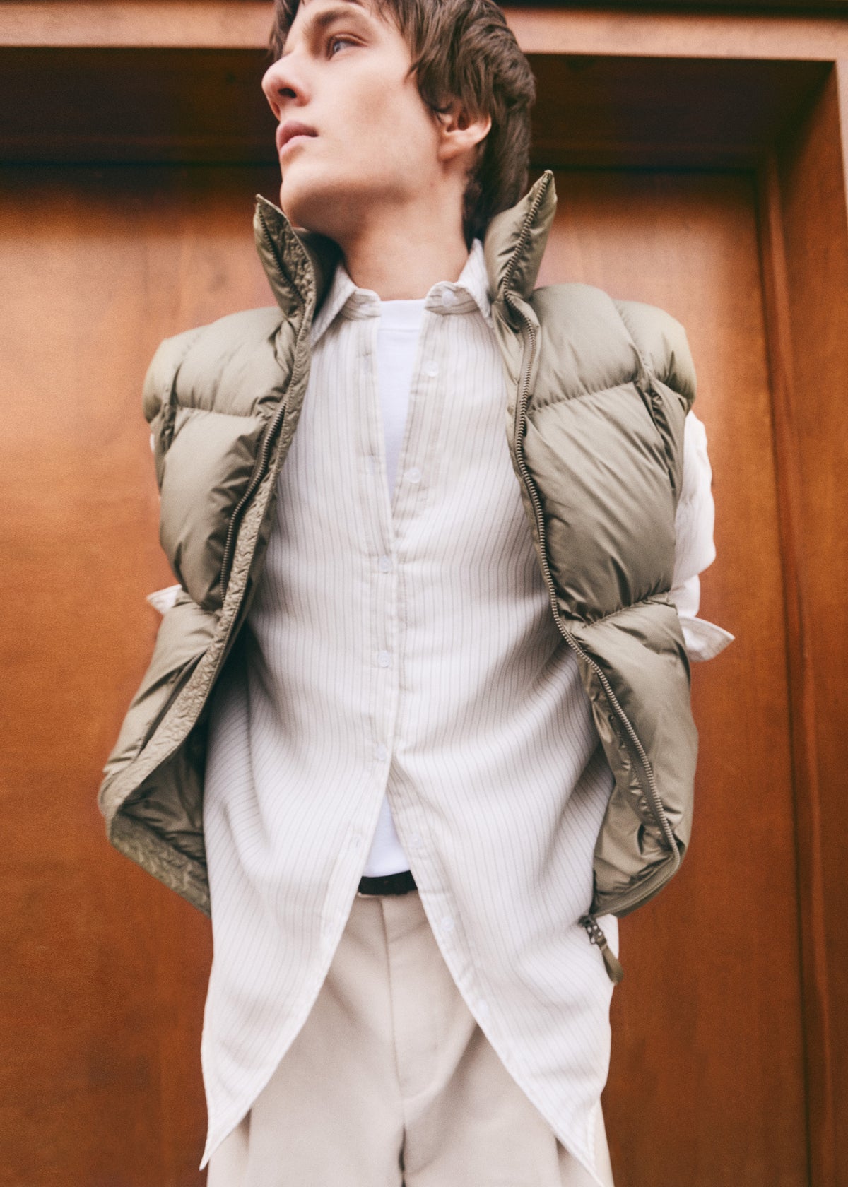 Levidi Padded Overshirt - White/Black Stripe - 5