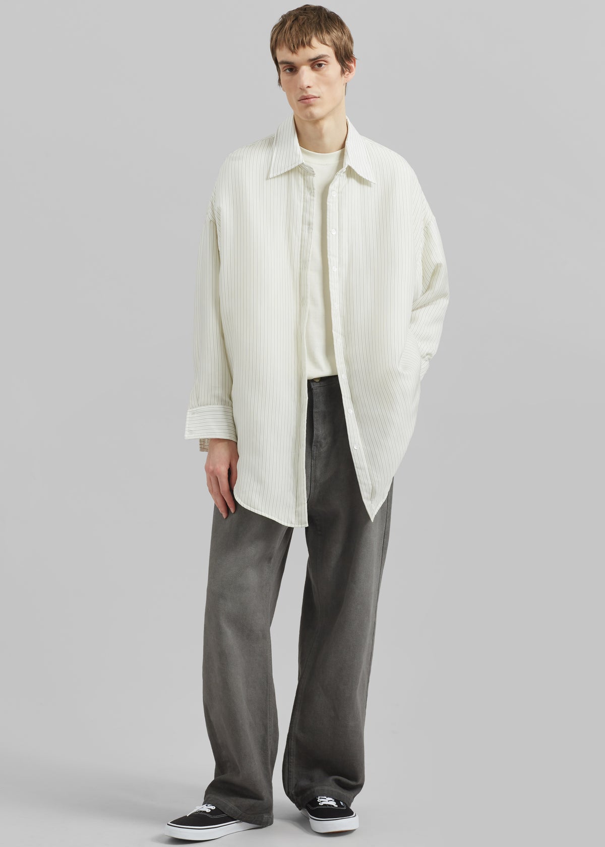 Levidi Padded Overshirt - White/Black Stripe - 3