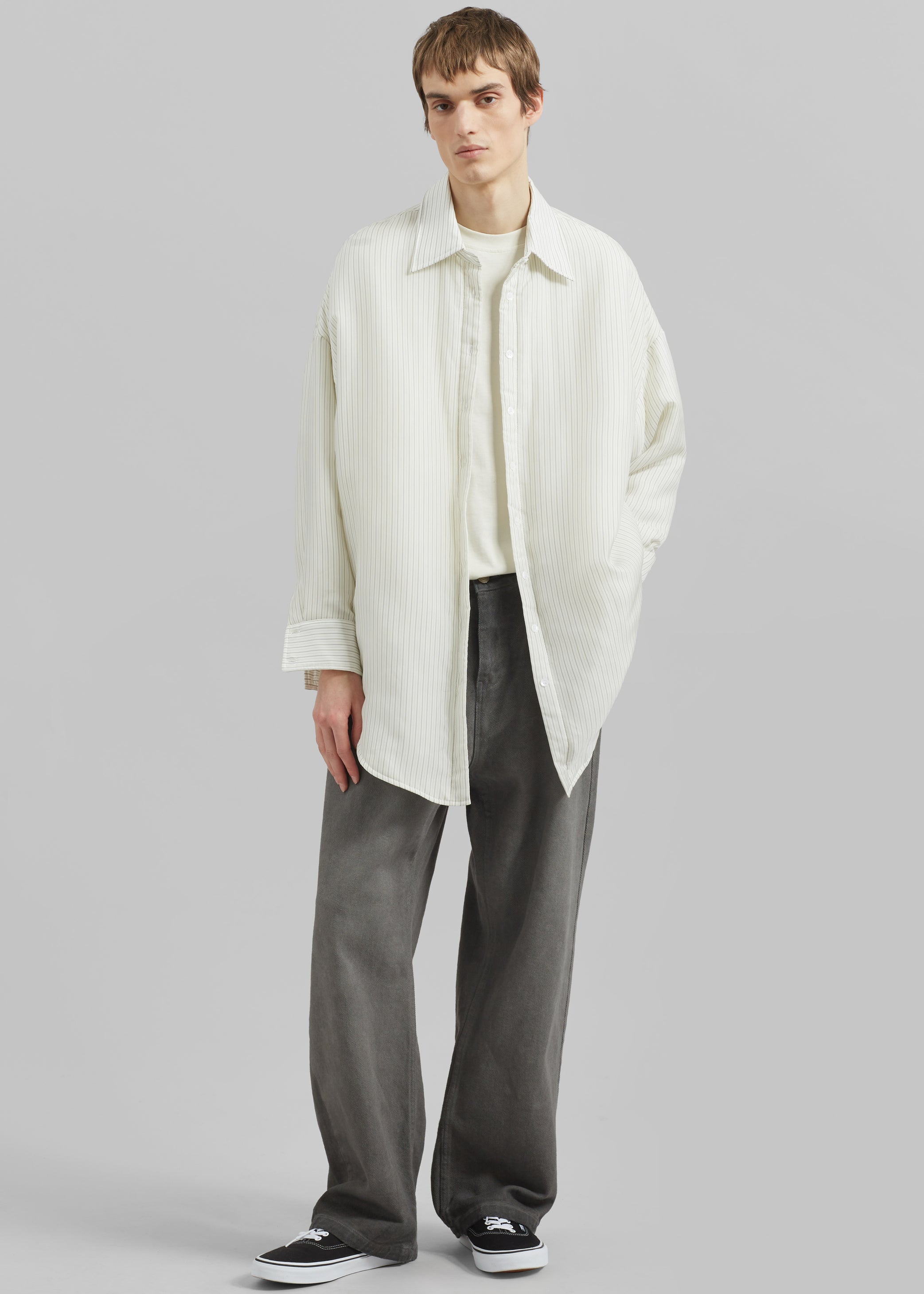 Shop the look image for Levidi Padded Overshirt - White/Black Stripe