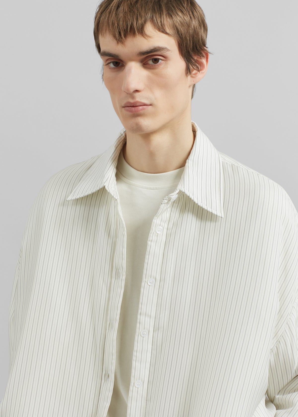Levidi Padded Overshirt - White/Black Stripe - 2