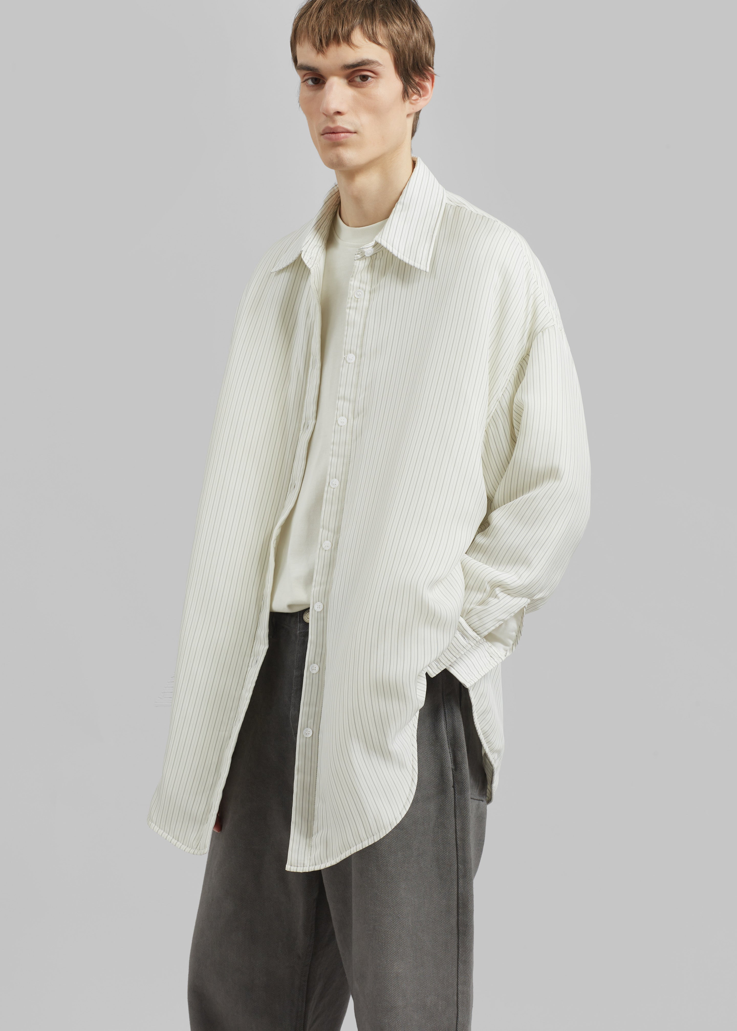 Levidi Padded Overshirt - White/Black Stripe - 4