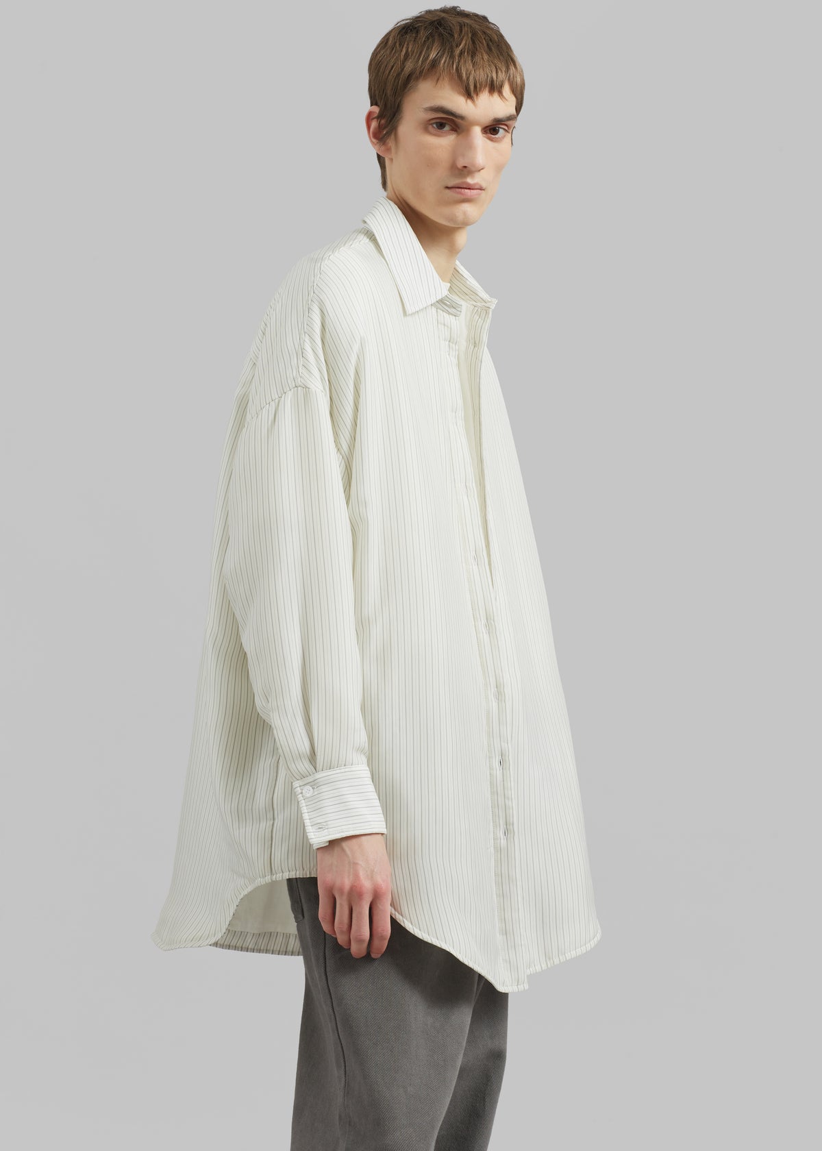 Levidi Padded Overshirt - White/Black Stripe - 6