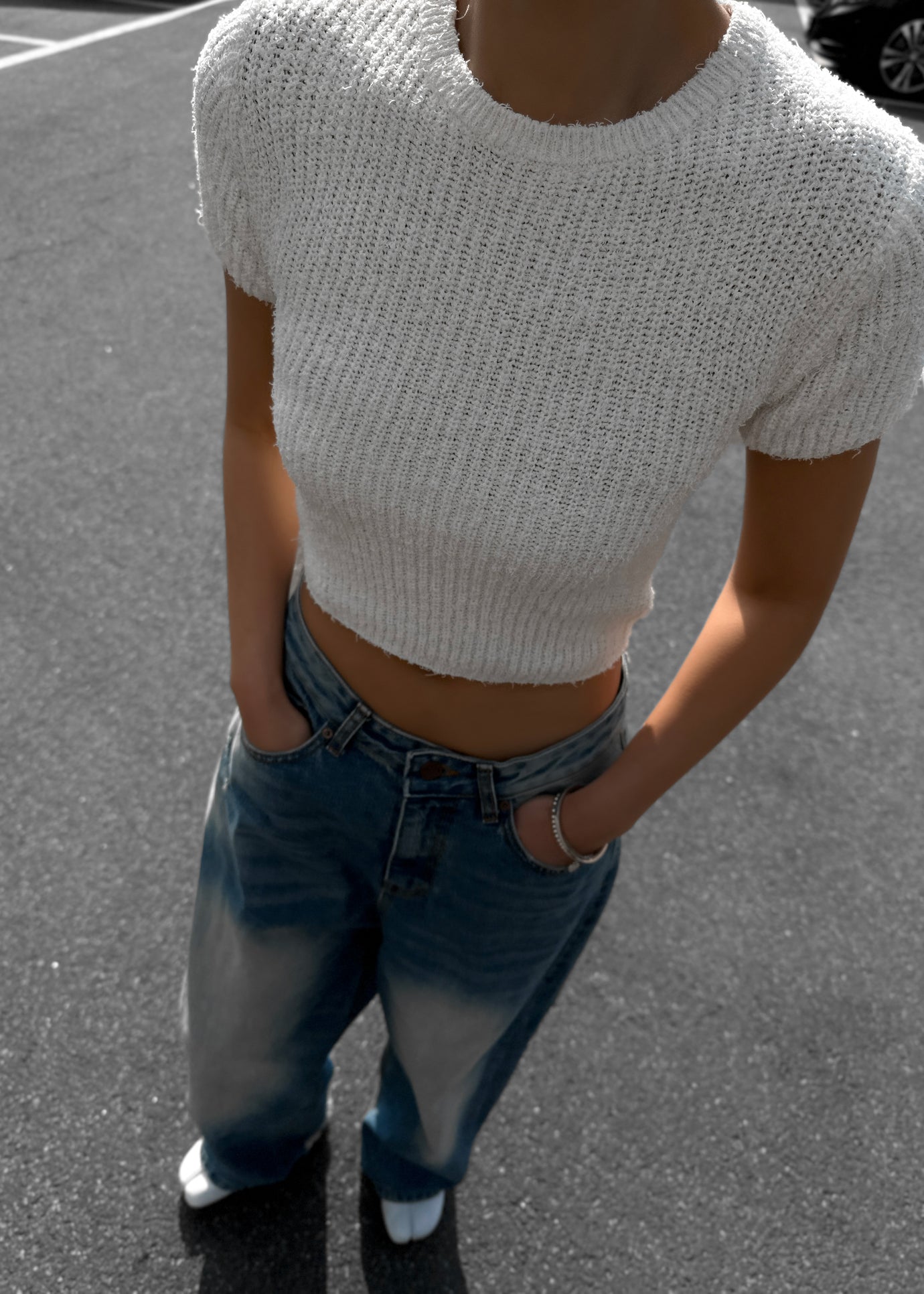 Lexie Knit Cropped Top - Off White - 1