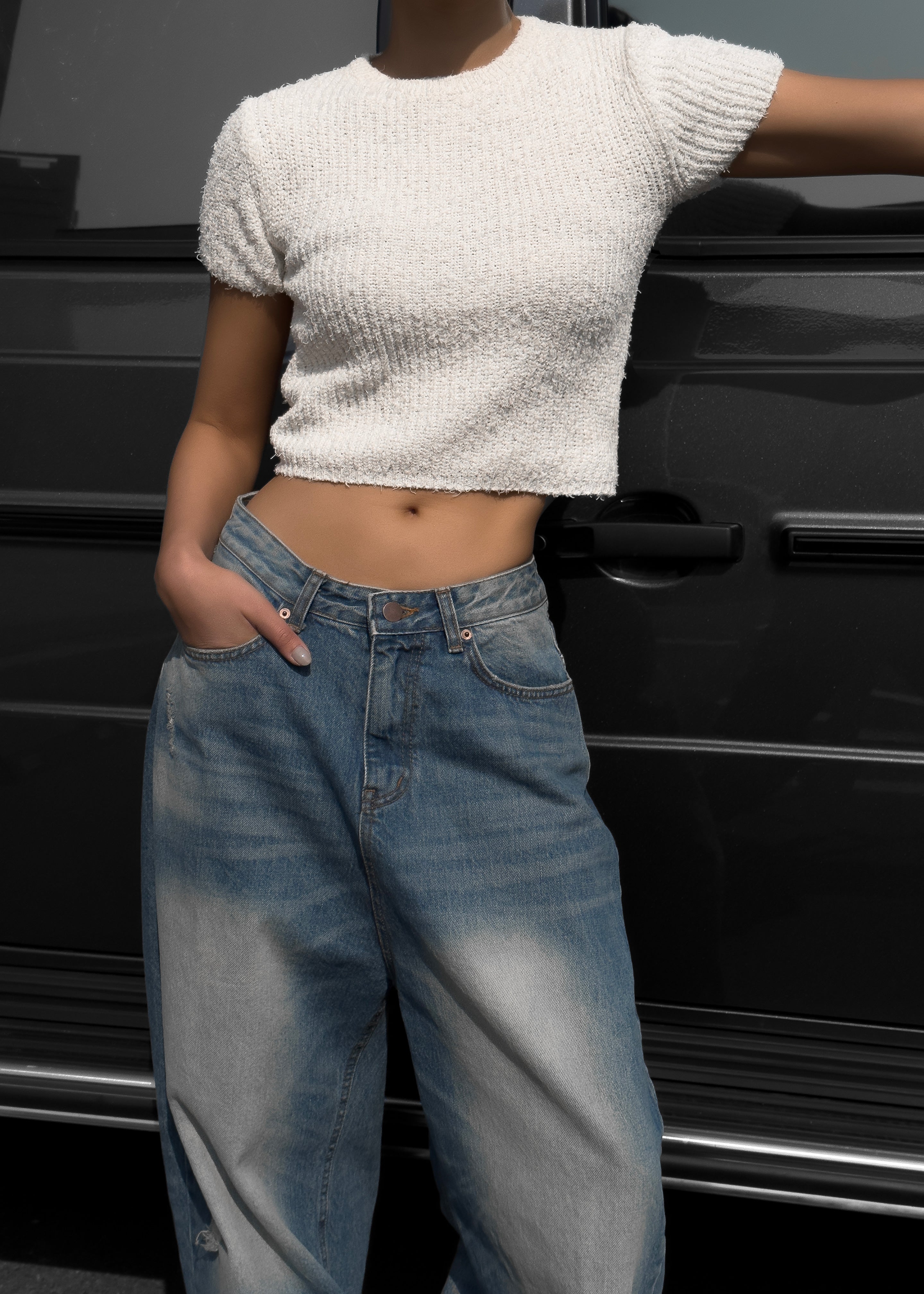 Lexie Knit Cropped Top - Off White - 7