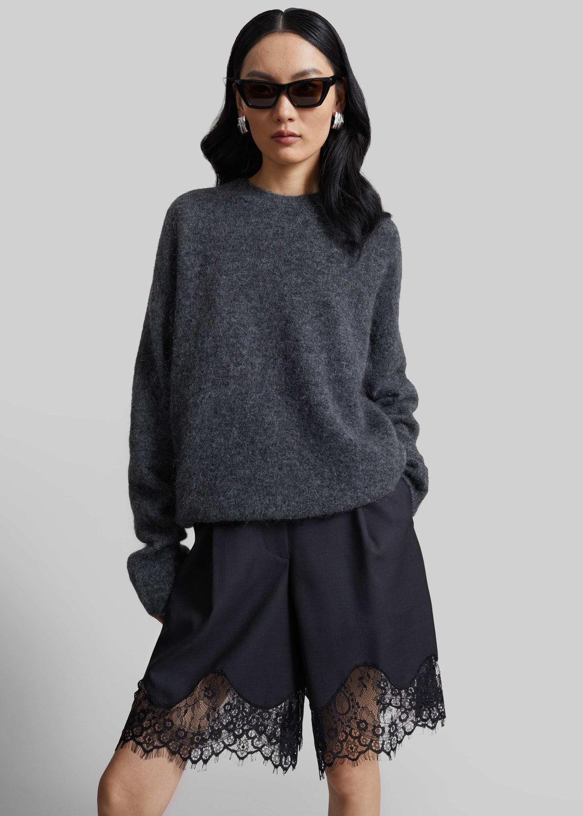 Lido Lace Bermuda Shorts - Dark Grey - 4
