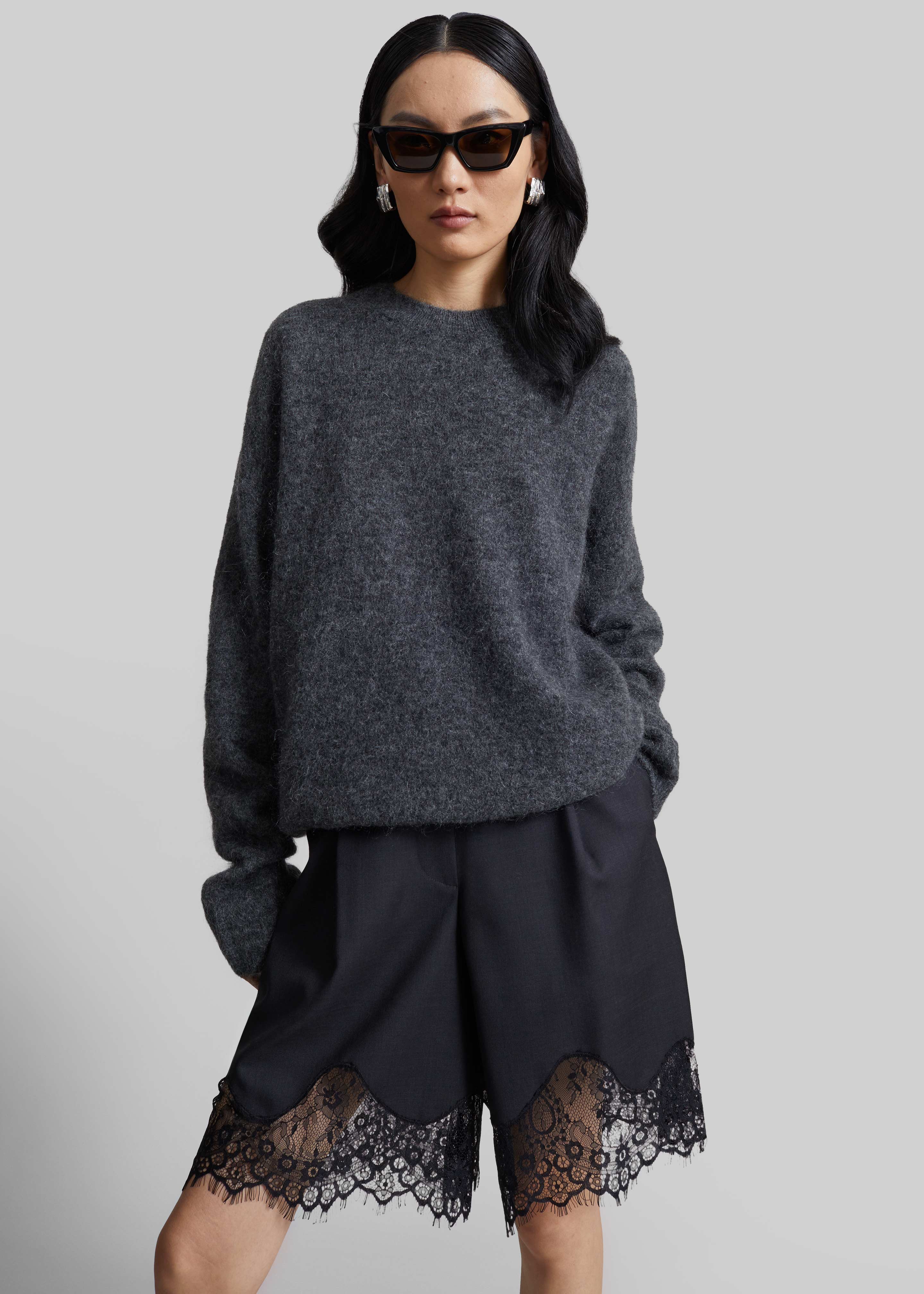 Lido Lace Bermuda Shorts - Dark Grey - 4