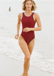 Lido Quattordici Bicolor One Piece Swimsuit - Pomegranate/Navy Blue