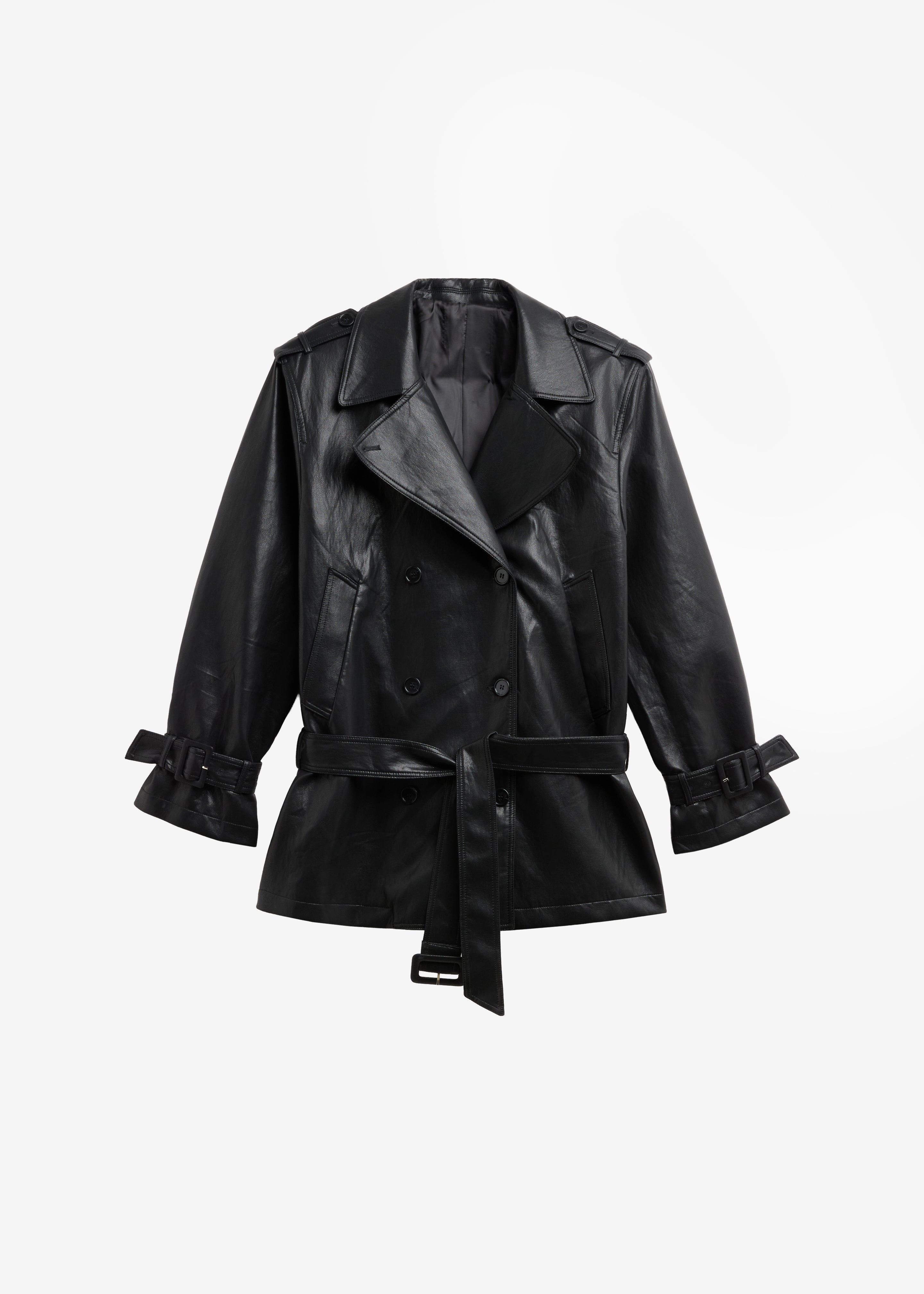 Limay Faux Leather Short Trench - Black – The Frankie Shop