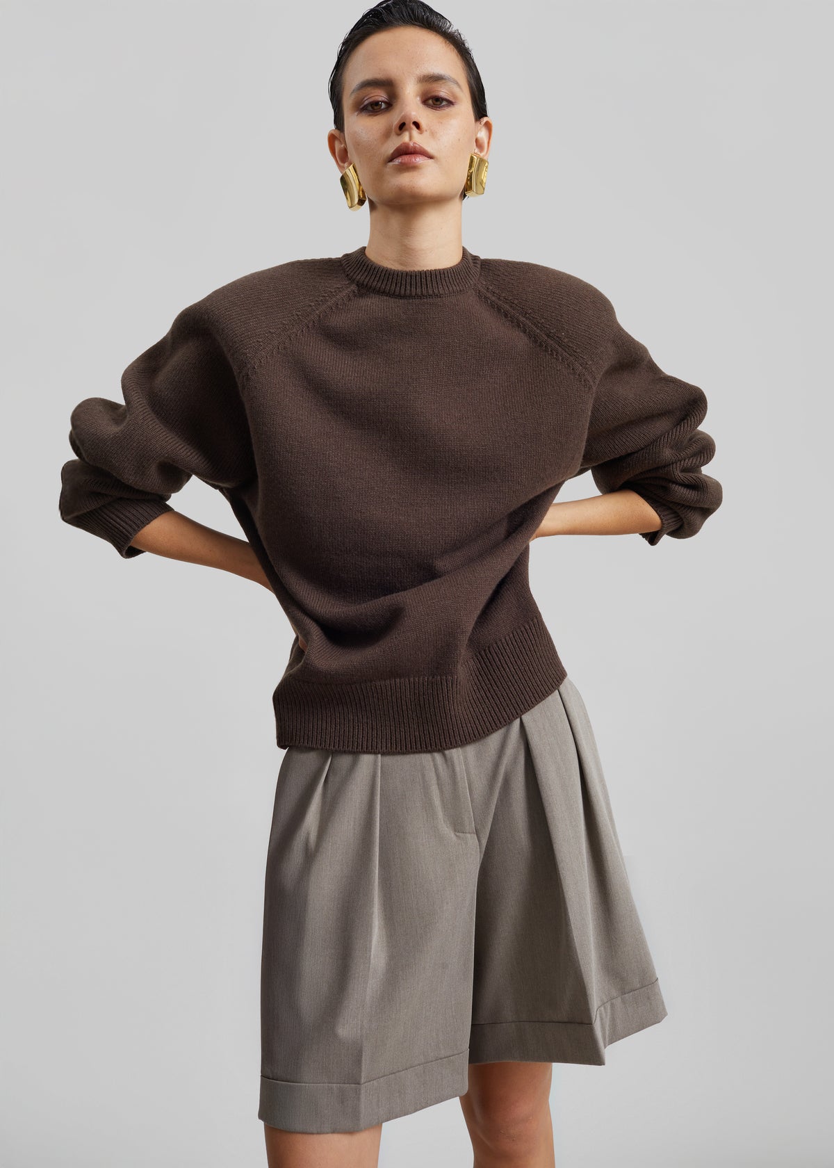 Lina Padded Sweater - Brown - 5