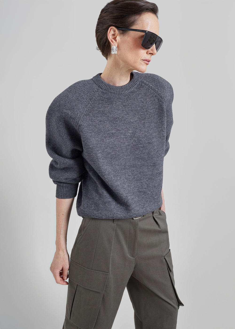 Lina Padded Sweater - Dark Grey