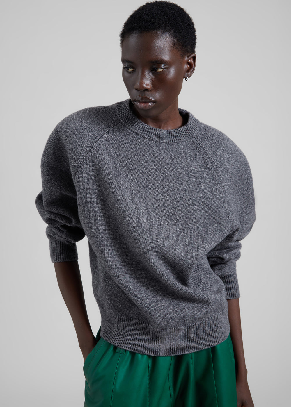Lina Padded Sweater - Dark Grey