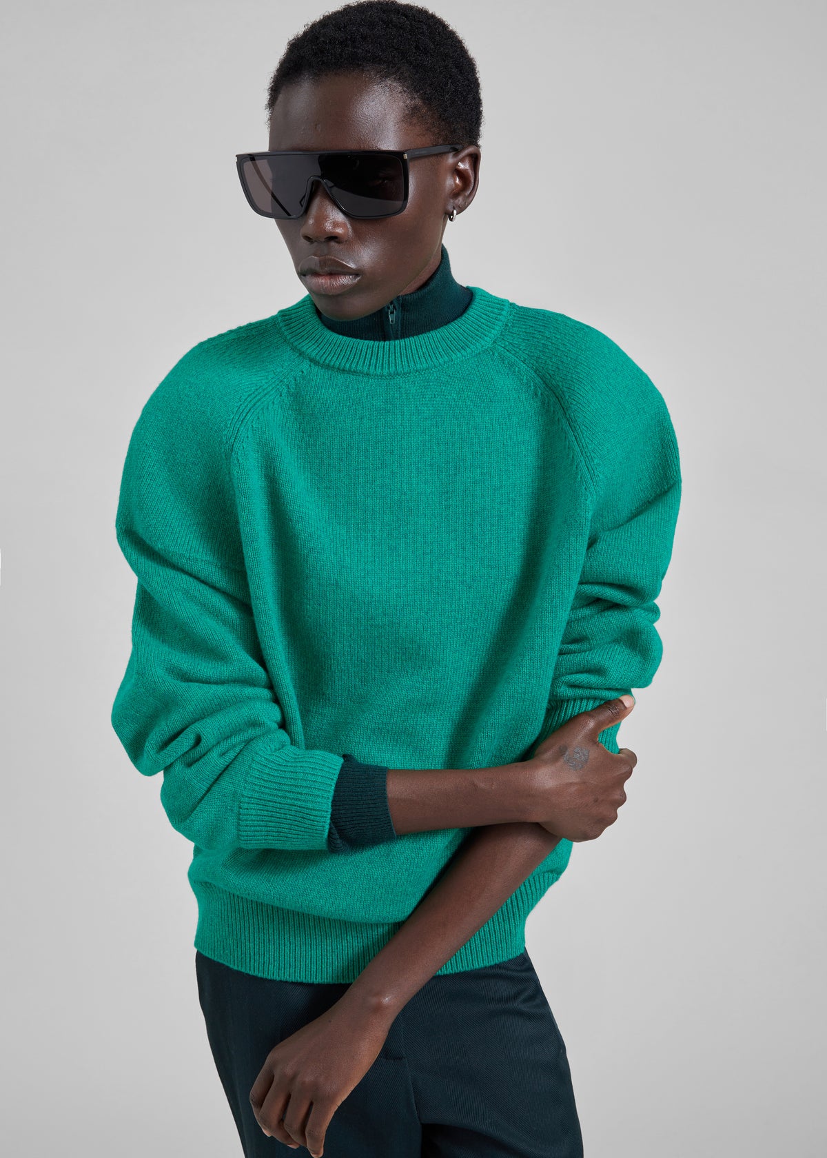 Lina Padded Sweater - Kelly Green - 1