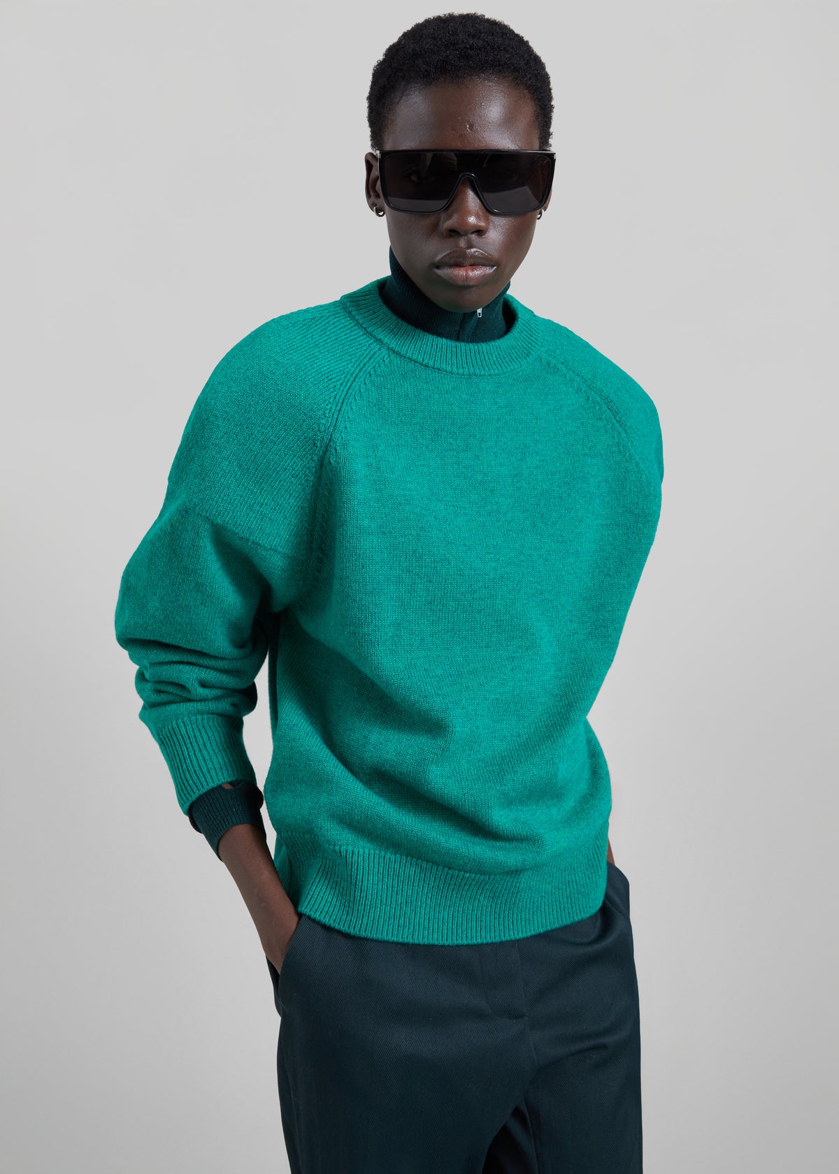 Lina Padded Sweater - Kelly Green - 3