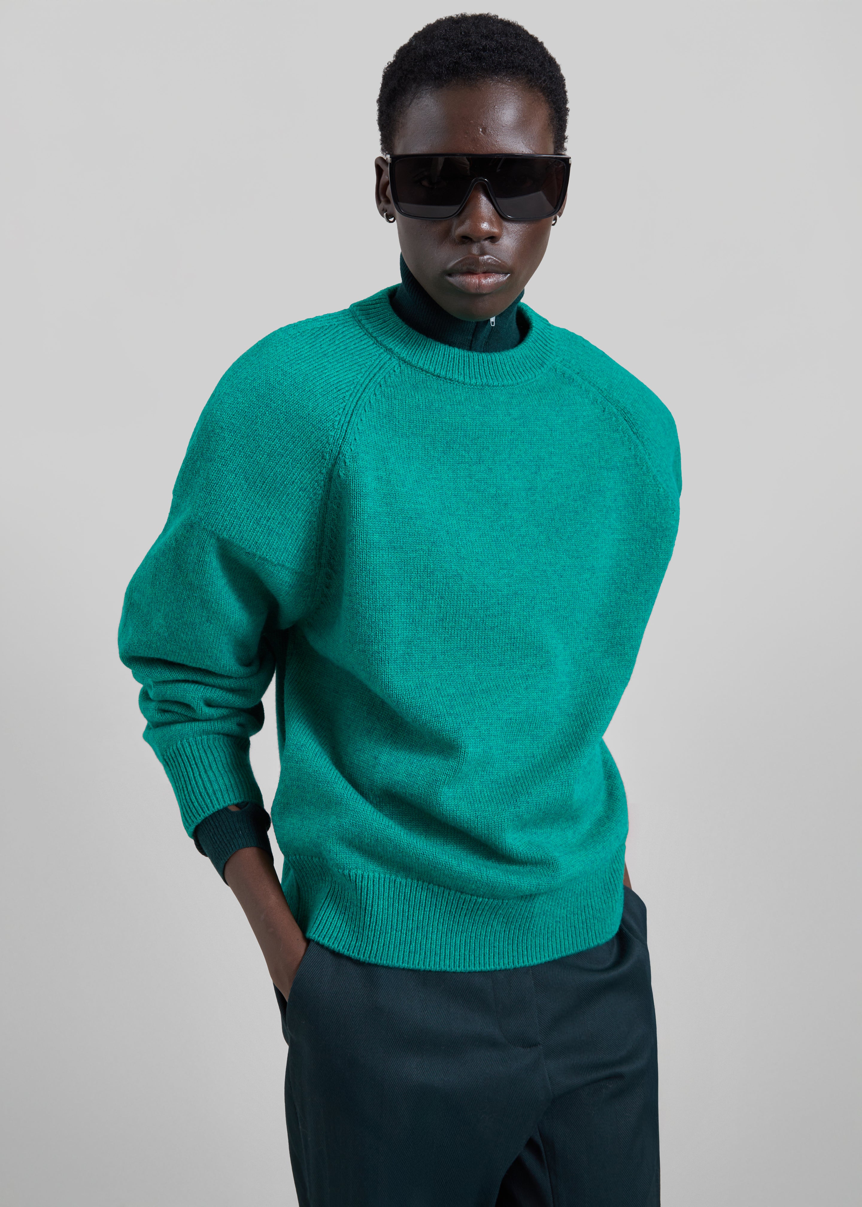 Lina Padded Sweater - Kelly Green - 3