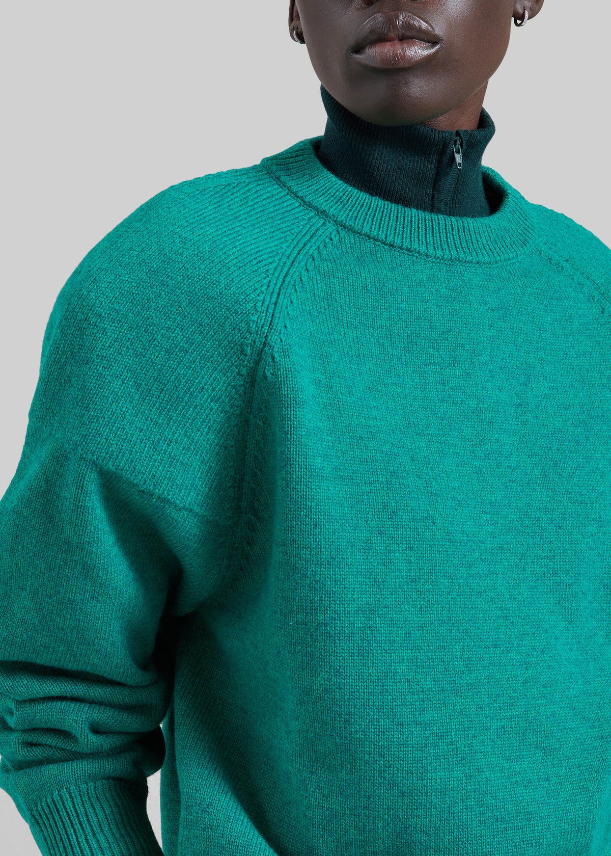 Lina Padded Sweater - Kelly Green