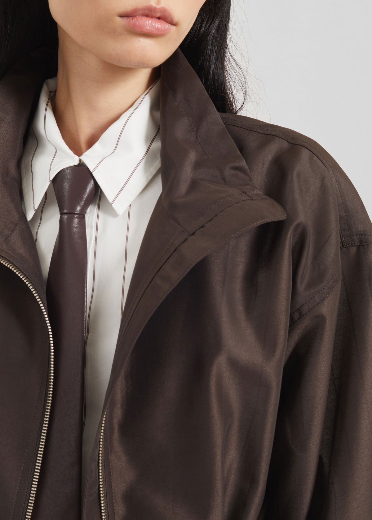 Linares Sheer Drawstring Jacket - Brown - 8