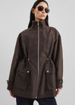 Linares Sheer Drawstring Jacket - Brown