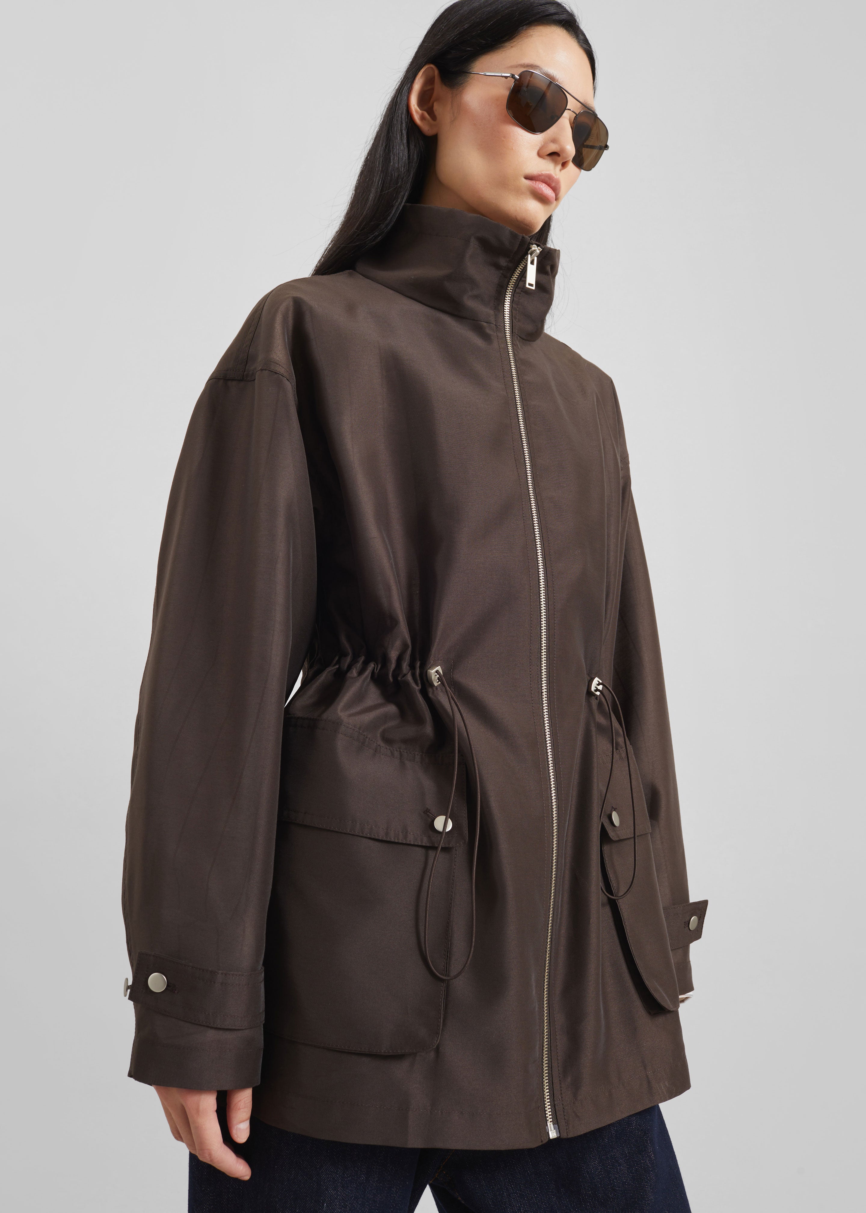Linares Sheer Drawstring Jacket - Brown – The Frankie Shop