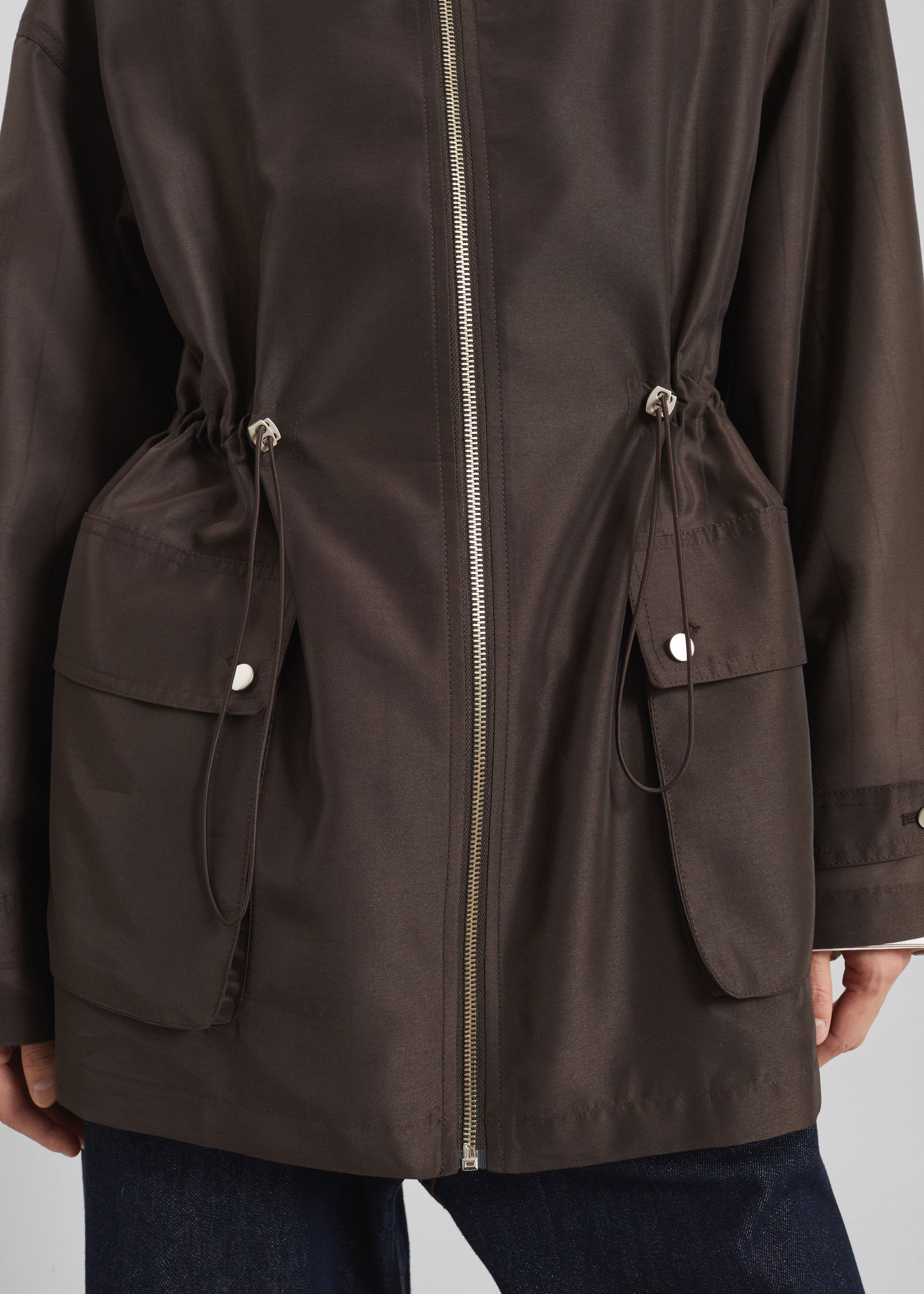 Linares Sheer Drawstring Jacket - Brown - 7