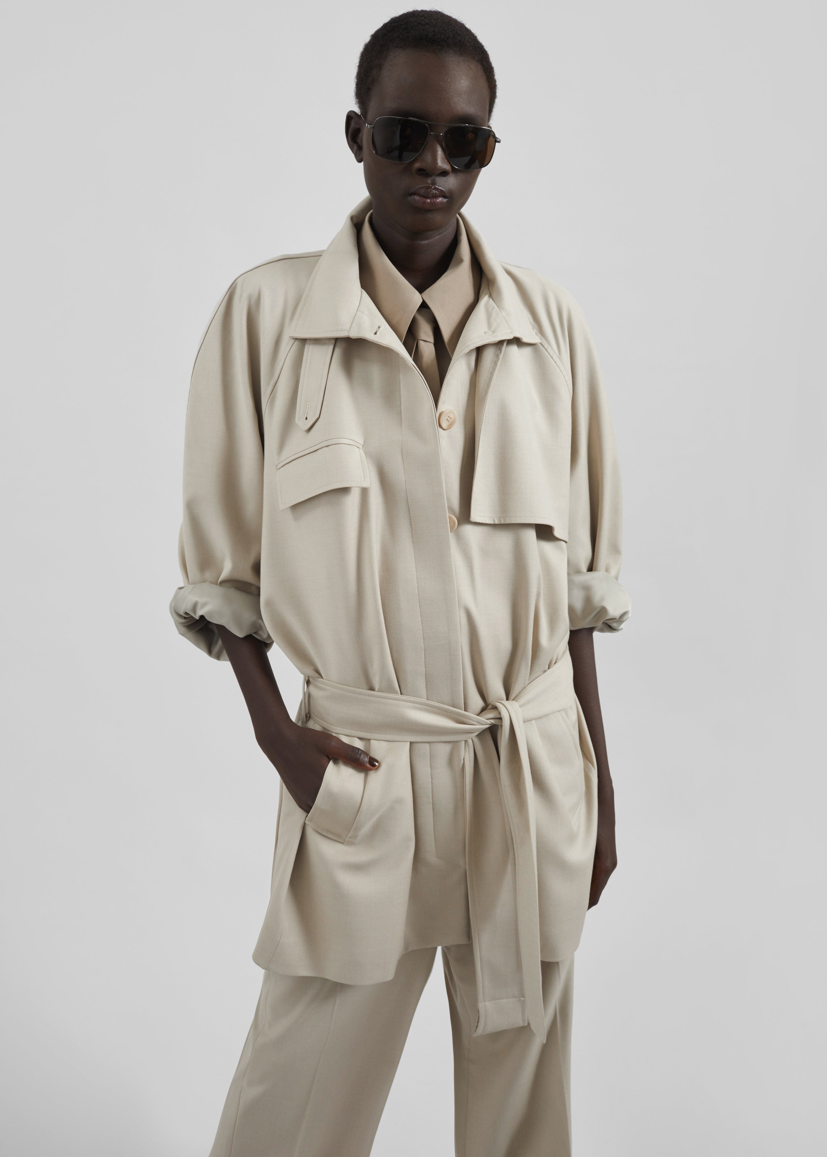 Linate Short Trench - Beige – The Frankie Shop