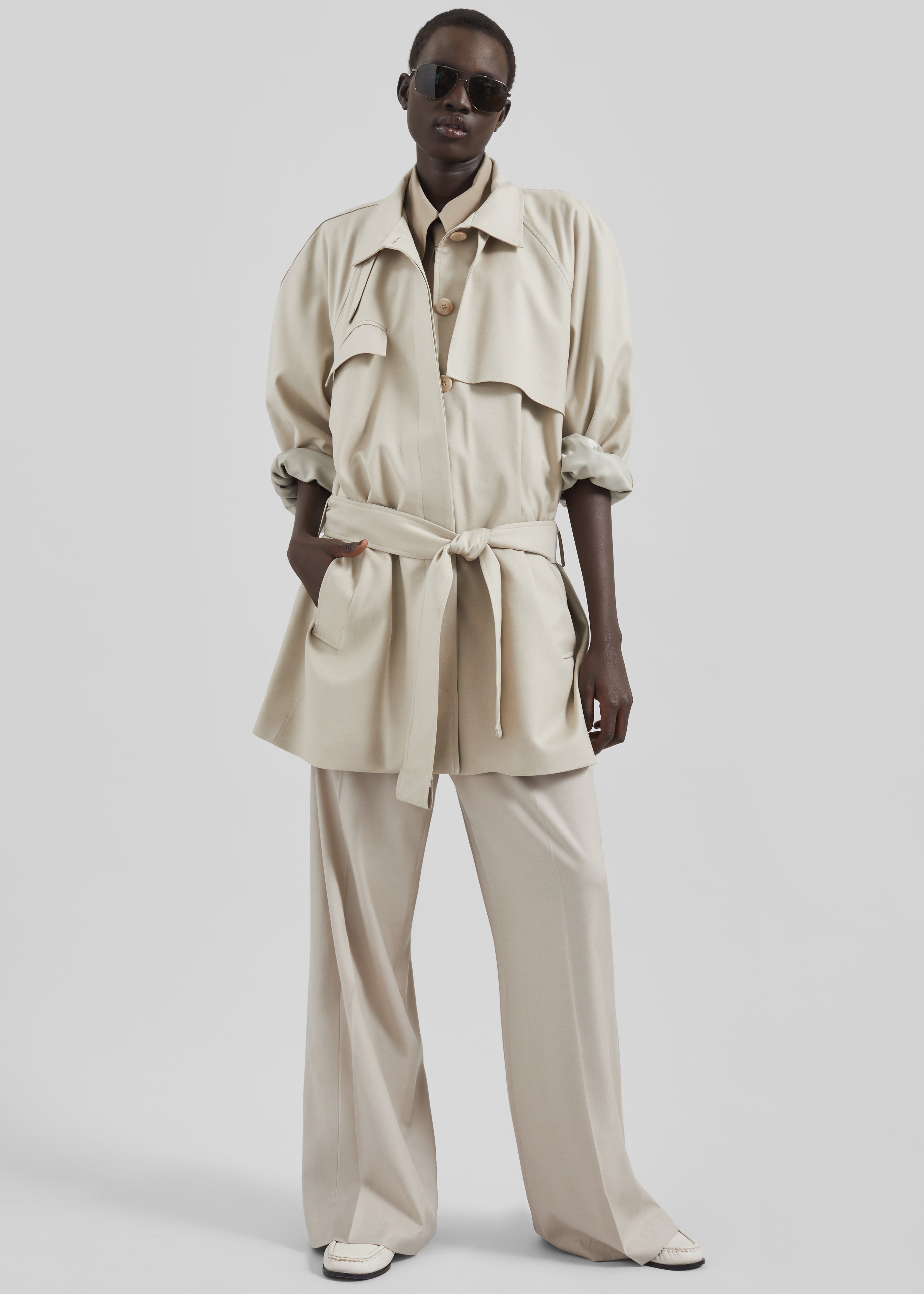 パンツ N.HOOLYWOOD WIDE STRAIGHT TROUSERS BEIGE Linate Wide Trousers - Beige – The Frankie Shop