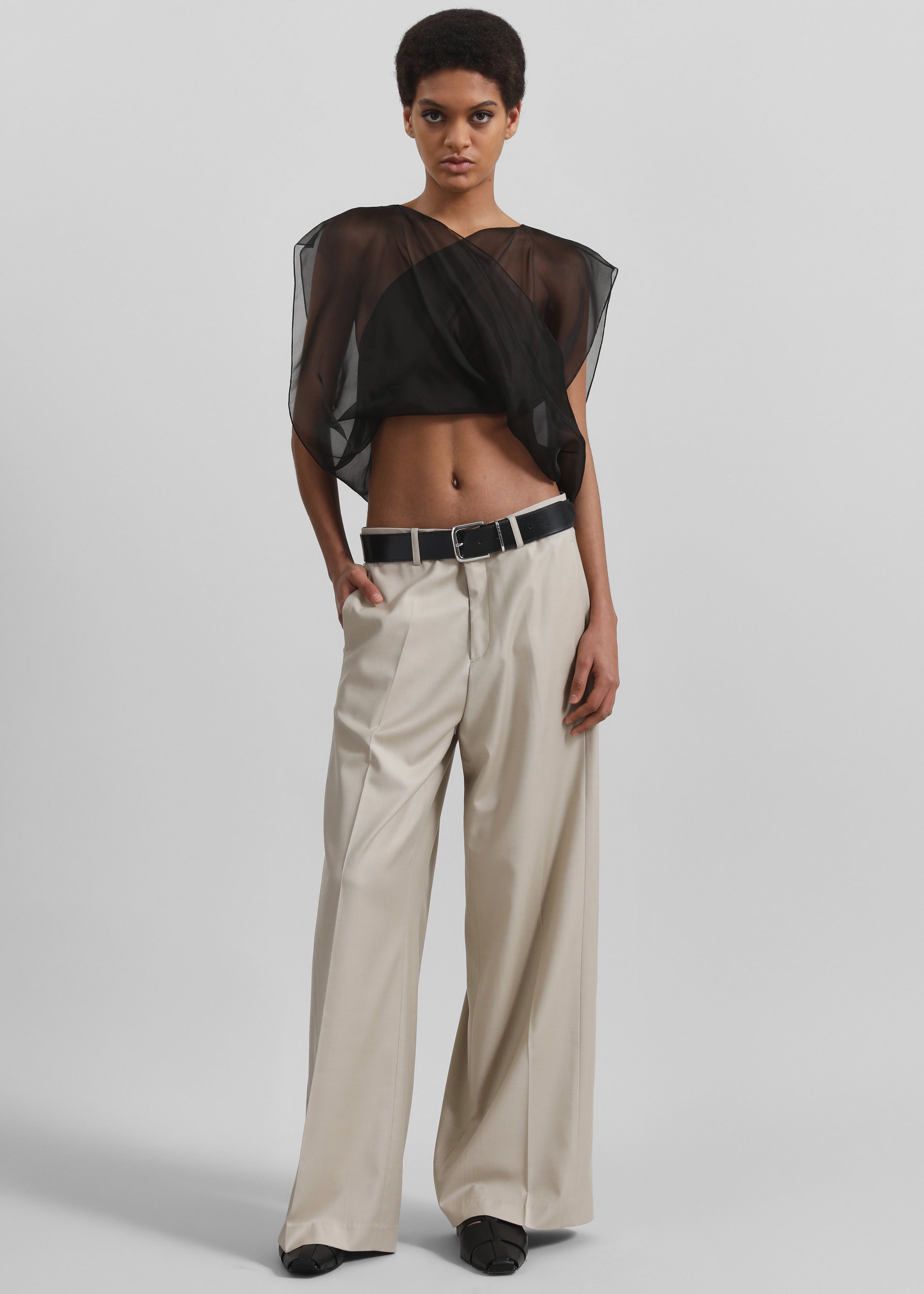 Linate Wide Trousers - Beige – The Frankie Shop